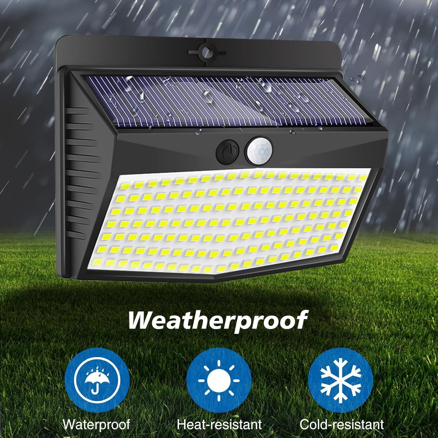 Peasur Warm White Solar Lights for Outdoor Use with Motion Sensor [Pack of 3], 138 LED Spotlights with Motion Sensor Outdoor 3 Modes, IP65 Waterproof Motion Sensor Outdoor Solar for Garden image number 1