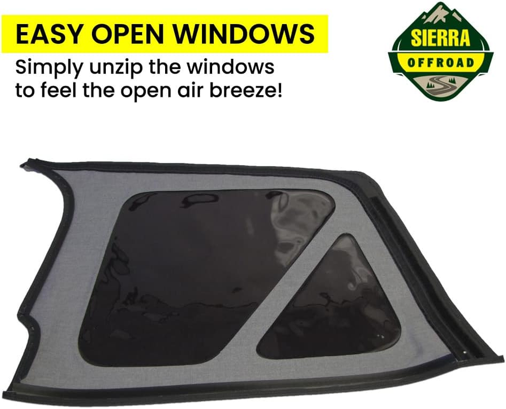 Sierra Offroad Soft Top for 1997 to 2006 Jeep Wrangler TJ - Black, Sailcloth Vinyl - 2 Door Jeep Soft Top with Rear Plastic Tinted Windows - Factory Precision Fit Replacement - No Upper Door Skins - Black Sailcloth image number 6