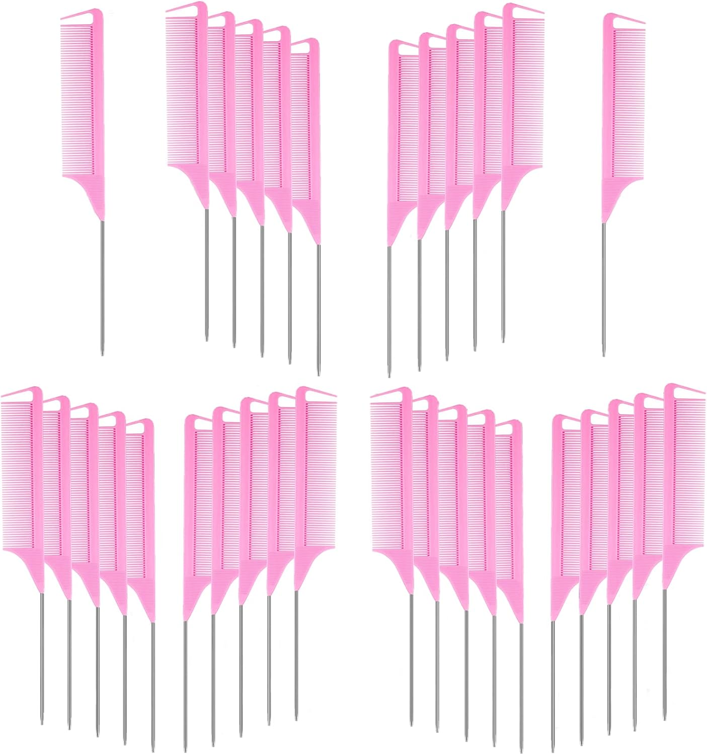 Virtue Morals 32 Pieces Carbon Fiber Hair Parting Comb Rat Tail Comb Stainless Steel Pintail Comb anti Static Heat Resistant Hairdressing Comb for Braids Hair Cutting Hairdressing Styling Tools (Multicolor )&hellip;