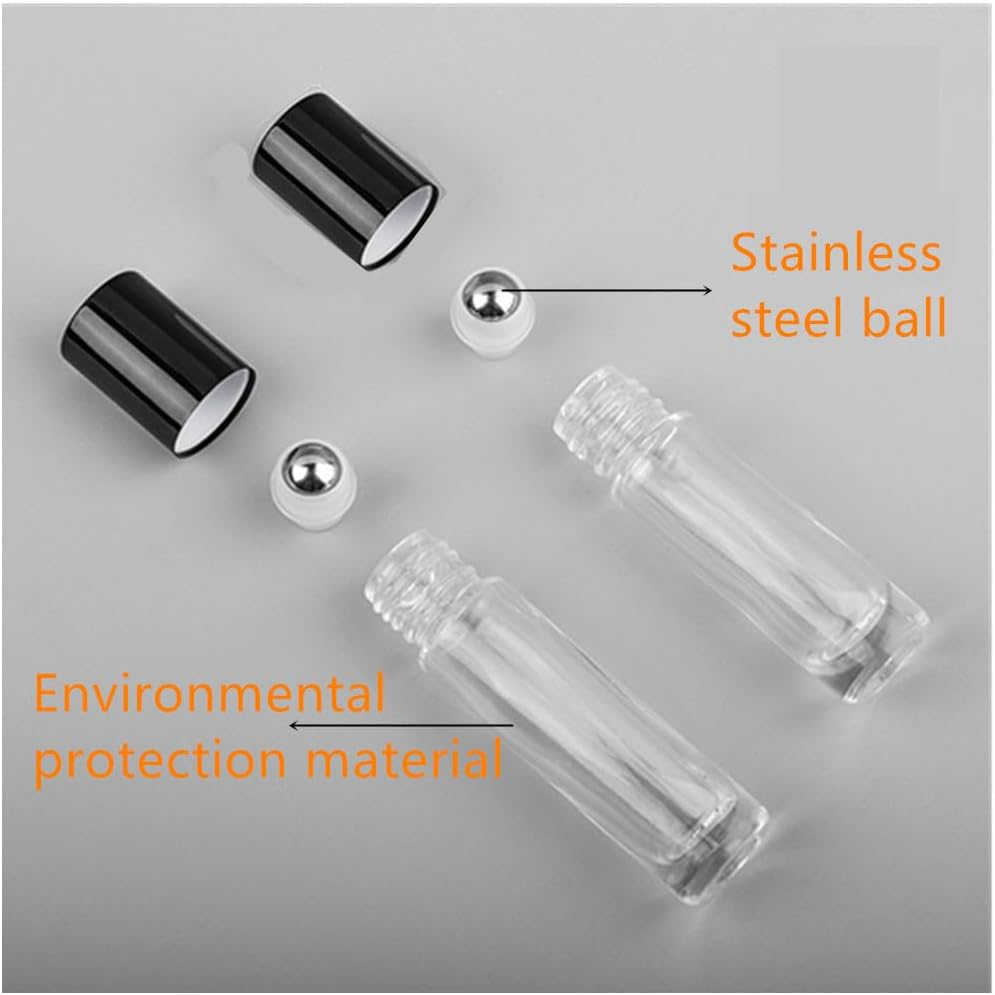 Essential Oil Roller Bottles, 10Pcs Clear Essential Oil Roller Bottles, 10 Ml Glass Roller Bottles with Stainless Steel Roller Balls, Leak Proof Roll Bottles for Aromatherapy & Facial Body Care image number 5