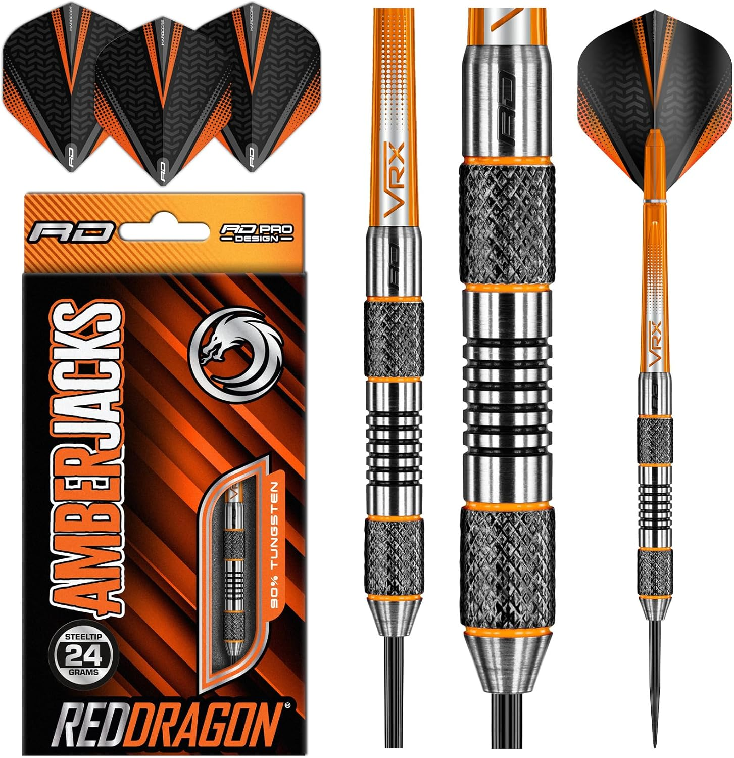 RED DRAGON Amberjack 21G, 22G, 23G, 24G or 25G Tungsten Darts Set with Flights and Stems image number 3