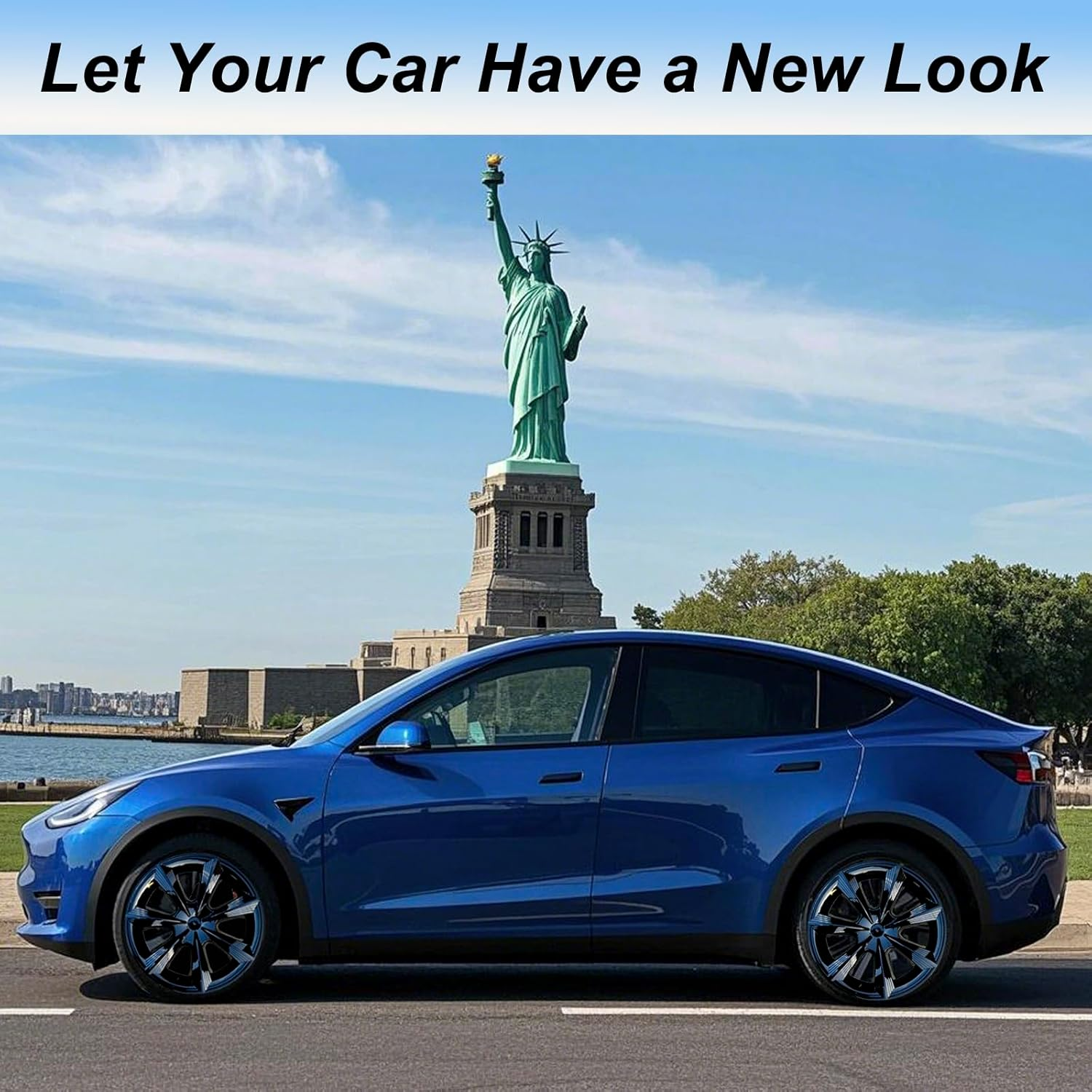 4 Pcs Wheel Covers Fit for Tesla Model Y Hubcaps 19 Inch Abs Bright Black Rim Protector Hubcaps Compatible with 2019 2020 2021 2022 2023 2024 Model Y Accessories image number 1