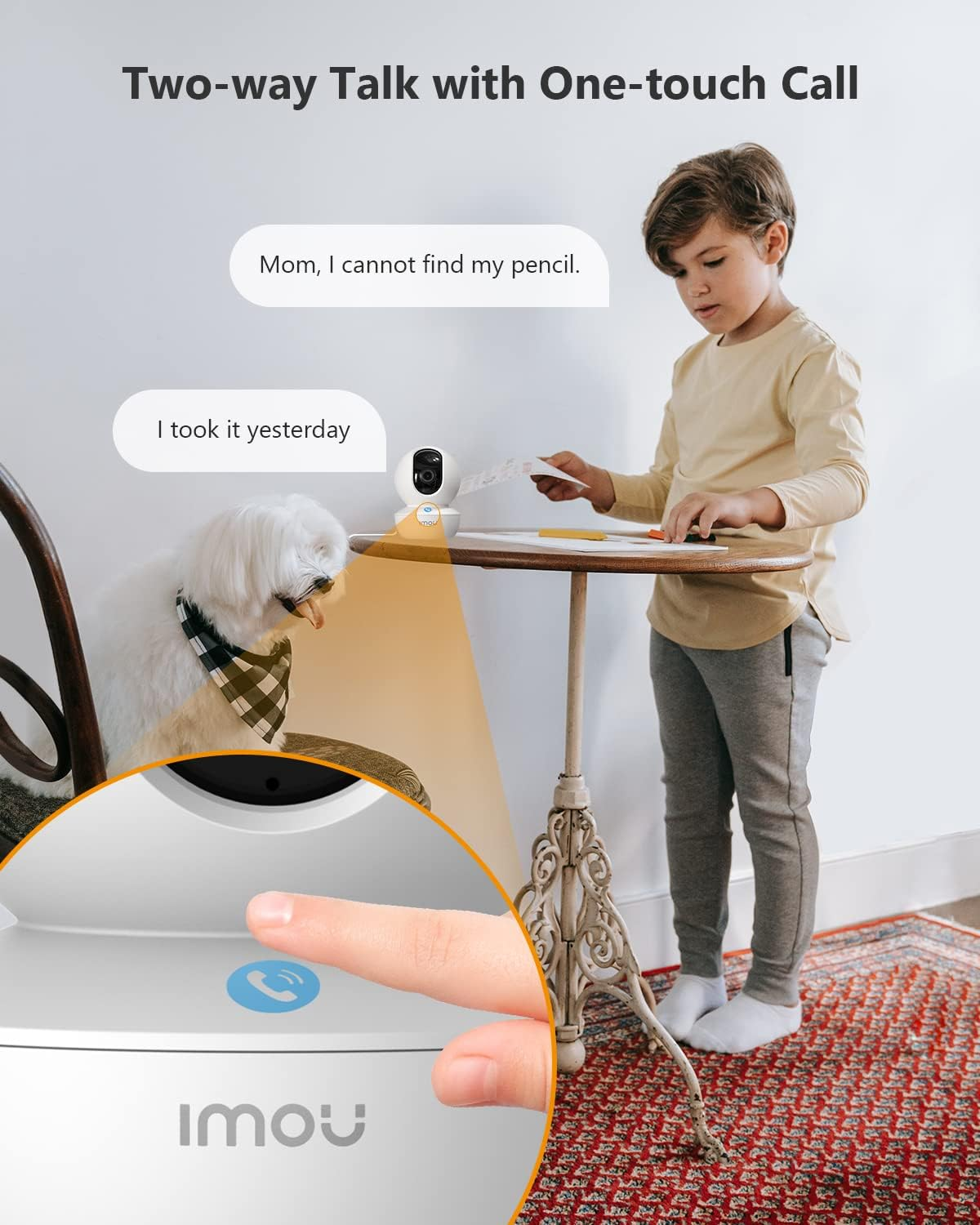 Imou 2K Wifi Security Camera Indoor with AI Human/Sound/Motion Detection, 360&deg; Baby Monitor Pet Camera with One-Touch Call, Smart IR Night Vision, Siren, Smart Tracking, 2-Way Talk, Works with Alexa image number 5