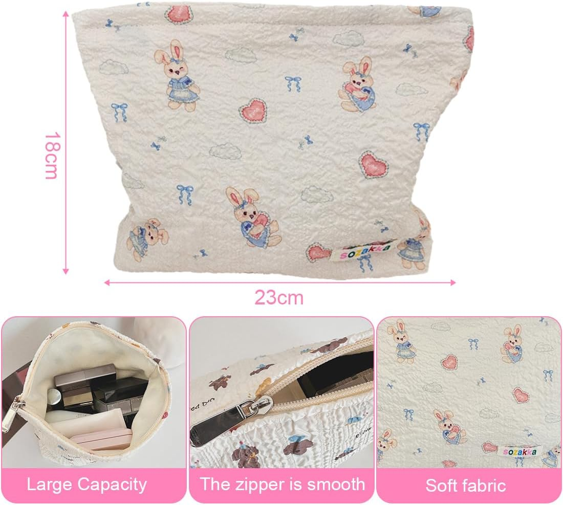 CATOR Cosmetic Bag Women'S Small Make up Bag Makeup Bag Toiletry Bag Travel with Zip for Women Girls (Hare Model) image number 3