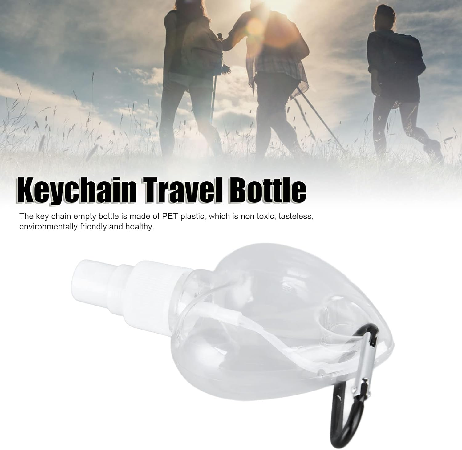 MUNEFE 2Pcs Travel Bottles, Plastic Clear Bottles, Keychain Bottles, for Cosmetics Liquid Soap Portable Toiletries Spray Type(Spray Heart) image number 1