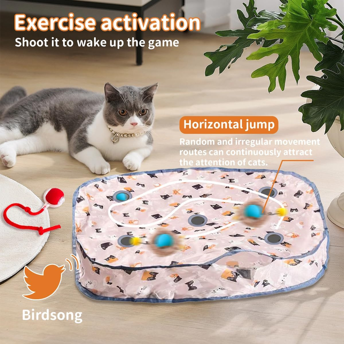 Pnxdeobxl Interactive Pet Toy Balls Set with Mat Mouse Catcher Game for Cats and Dogs 2 Toy Balls Obstacle Avoidance 360&deg; Rotation USB Rechargeable image number 6