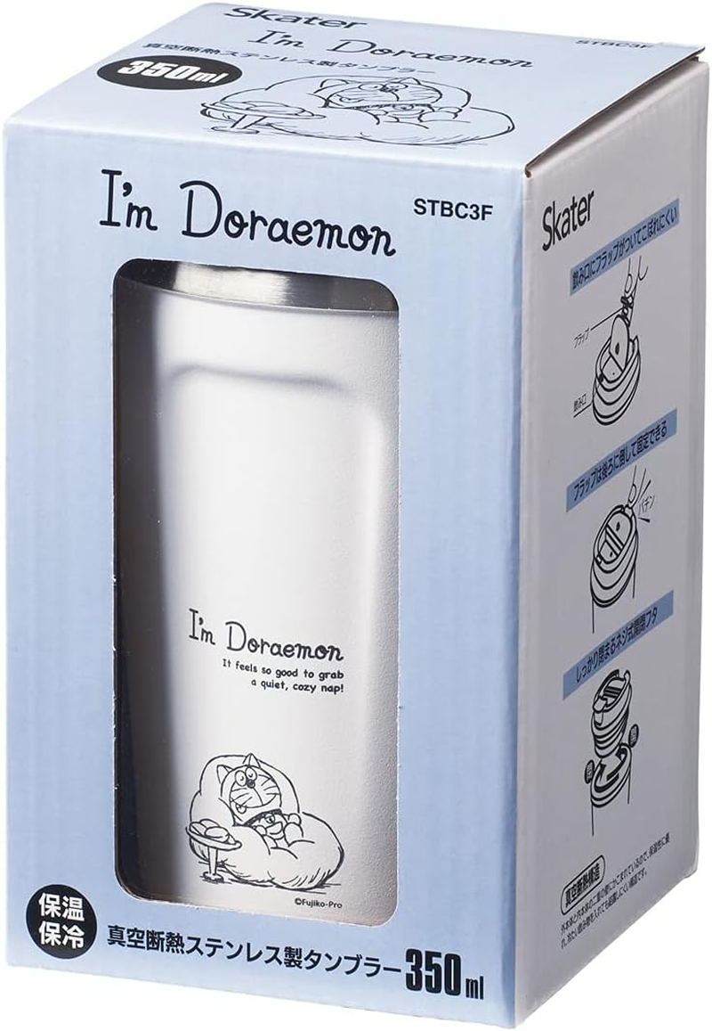 Skater STBC3F-A Vacuum Stainless Steel Insulated Coffee Tumbler, Small, 11.8 Fl Oz (350 Ml), Doraemon