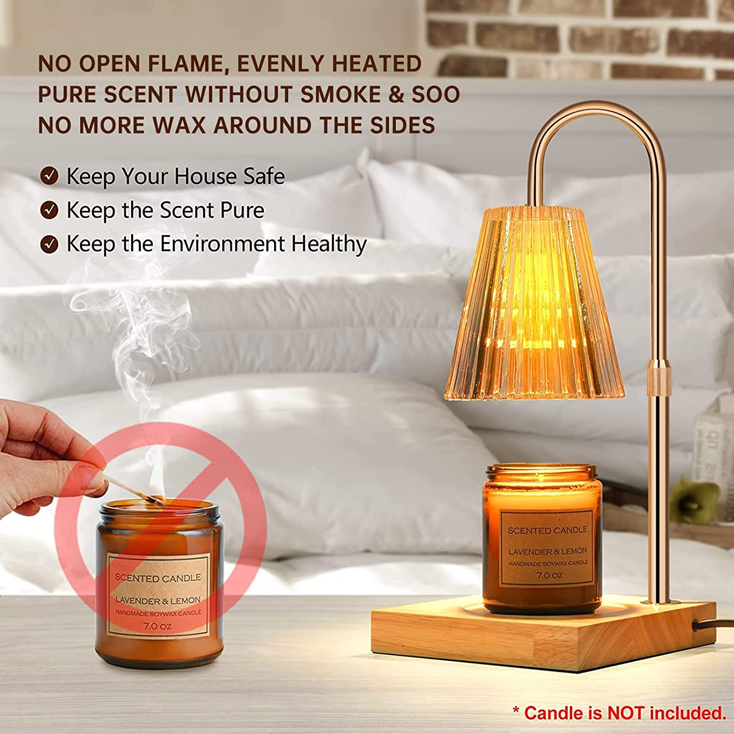 Mothers Day Gift Ideas, Kinsdan Candle Warmer Lamp,Dimmable Candle Lamp for Scented Jar & Votive Candles,Height Adjustable Electric Candle Warmer with 2 Bulbs, for Home Decor Housewarming Yoga Zen image number 5
