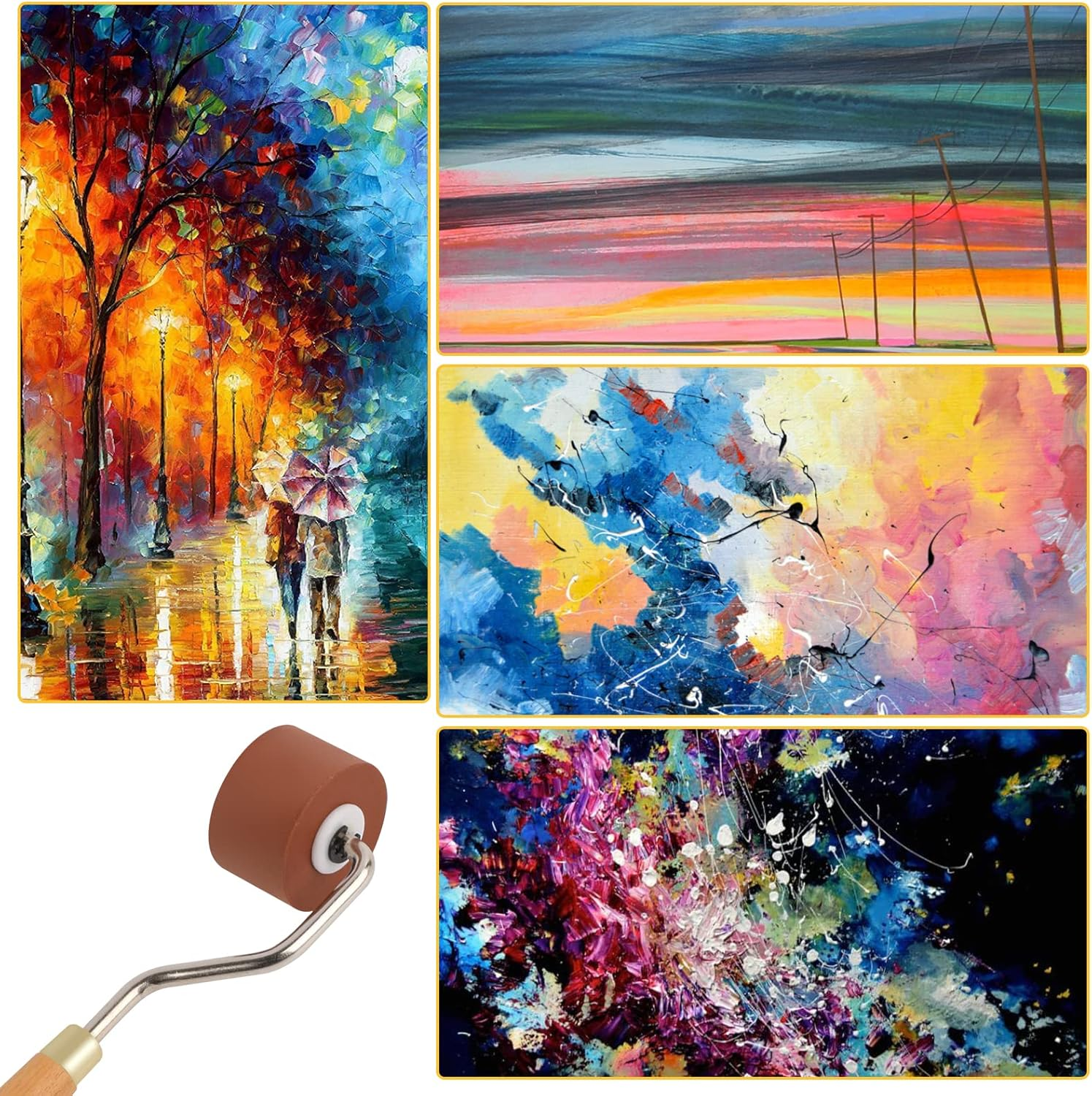 Rubber Brayer Roller for Crafting, Brayer Roller for Printmaking, Craft Stamping Brayers Roller for anti Skid Tape Construction Tools, Print, Wallpapers and Scrapbooks(0.8") image number 4