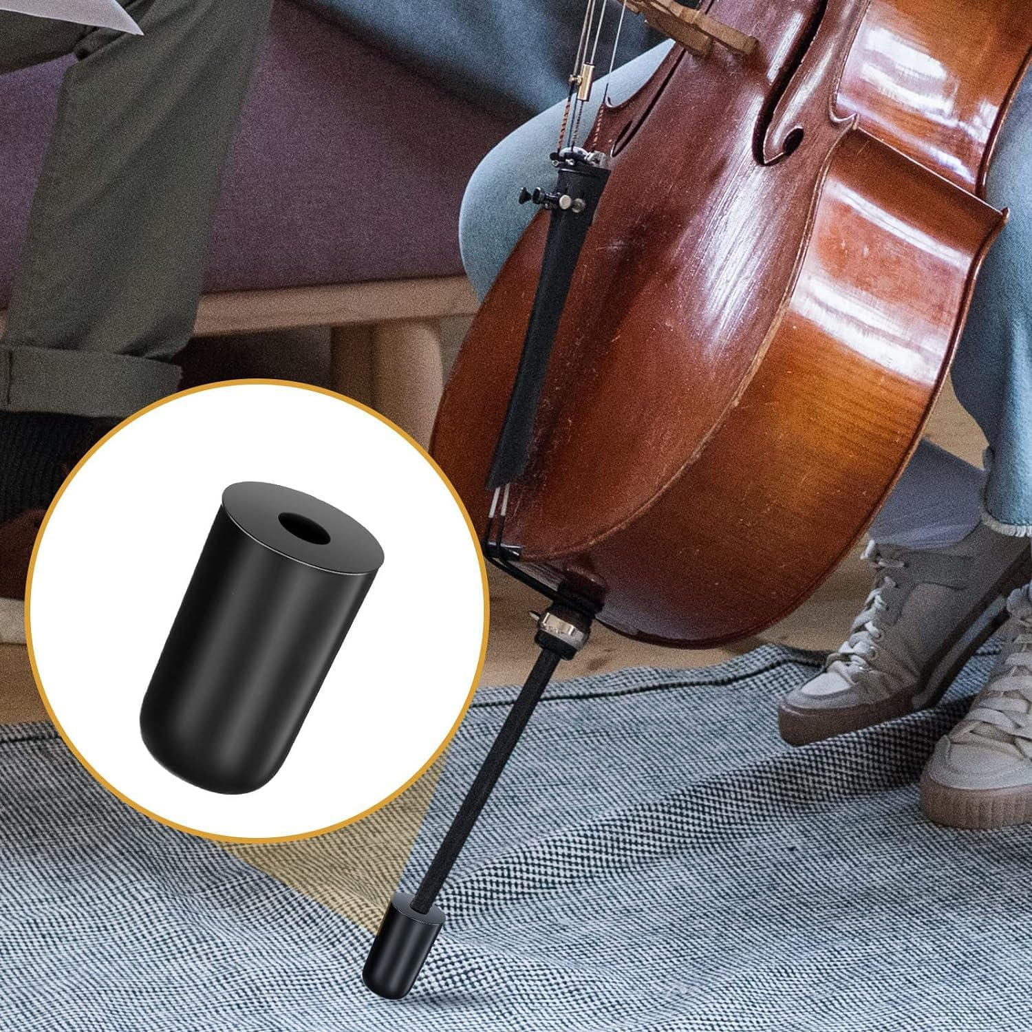 4 Pcs Rubber Tip for Cello Endpin Tip Cap Non-Slip Cap, Instrument Part Replacement, Cello Non-Slip Mat Cello Rubber Tip Floor Protectors, Cello Bass Instrument Accessories Black image number 3