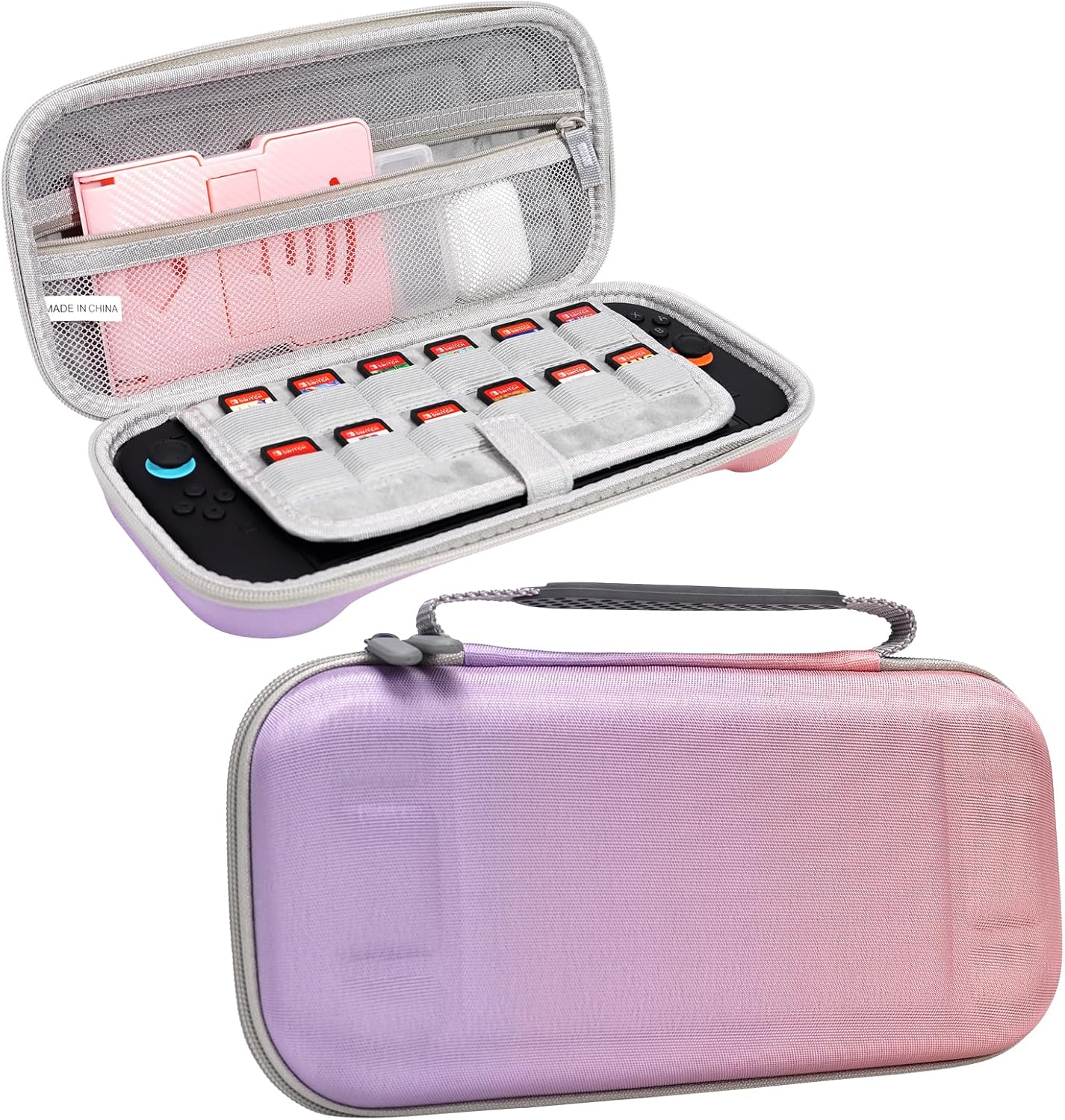 Switch 2 Case Carrying Case- for Nintendo Switch 2 2025 Accessories, Hard Shell Protective Cover Travel Bag with 10 Game Card Slots, for Girls Cute Gradient (Attachable Shoulder Strap) image number 1