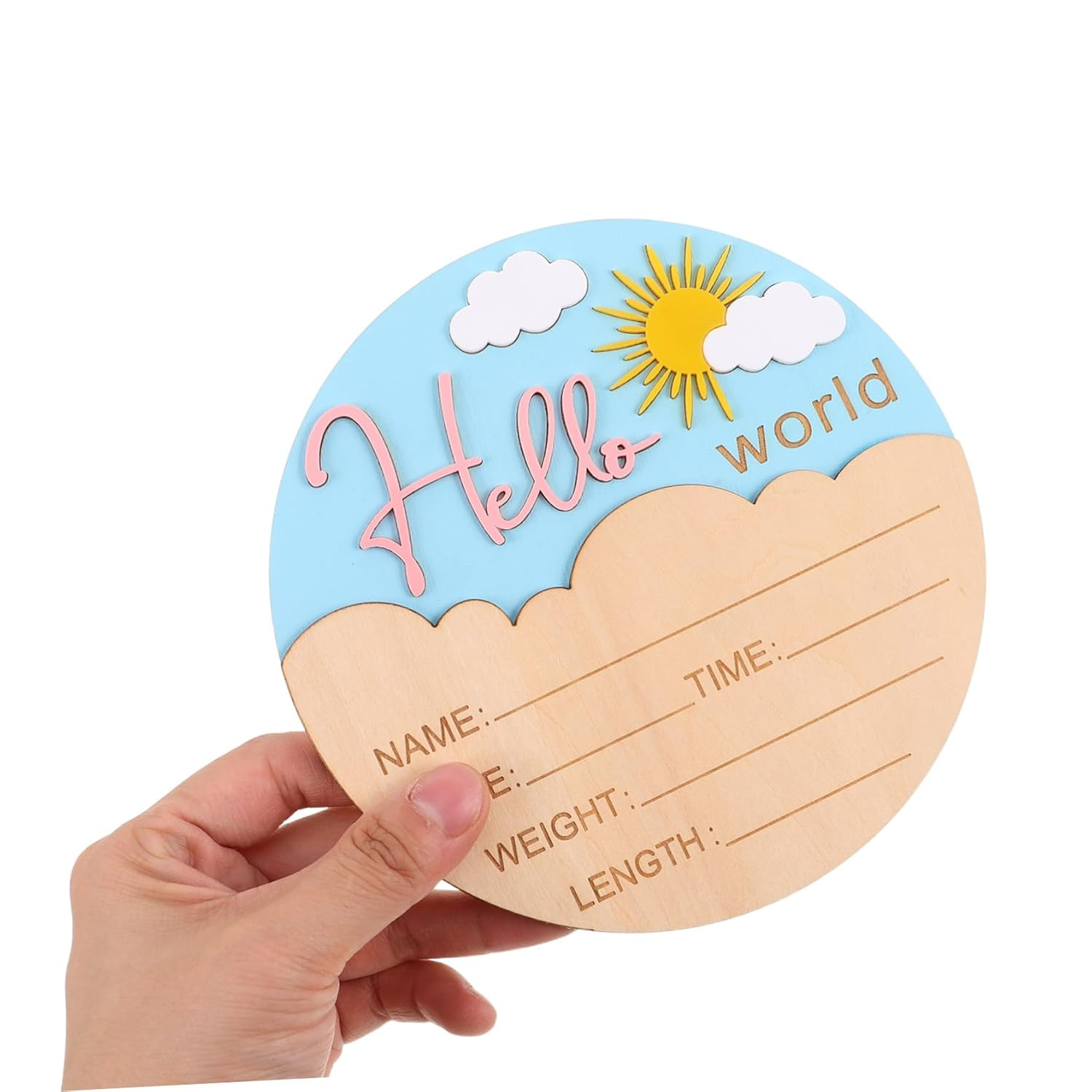 BESPORTBLE round Name Plaque for Photo Props for Shower Nursery Safe Smooth Finish Keepsake for Newborn Boys - Multi image number 5