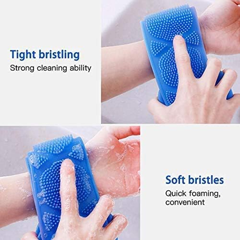 Cyrox Silicone Back Scrubber Belt Soft Body Massage | Brush Scrubber Belt Soft Body Massage Cleaning Exfoliating Bath Brush (Assorted Color) image number 2