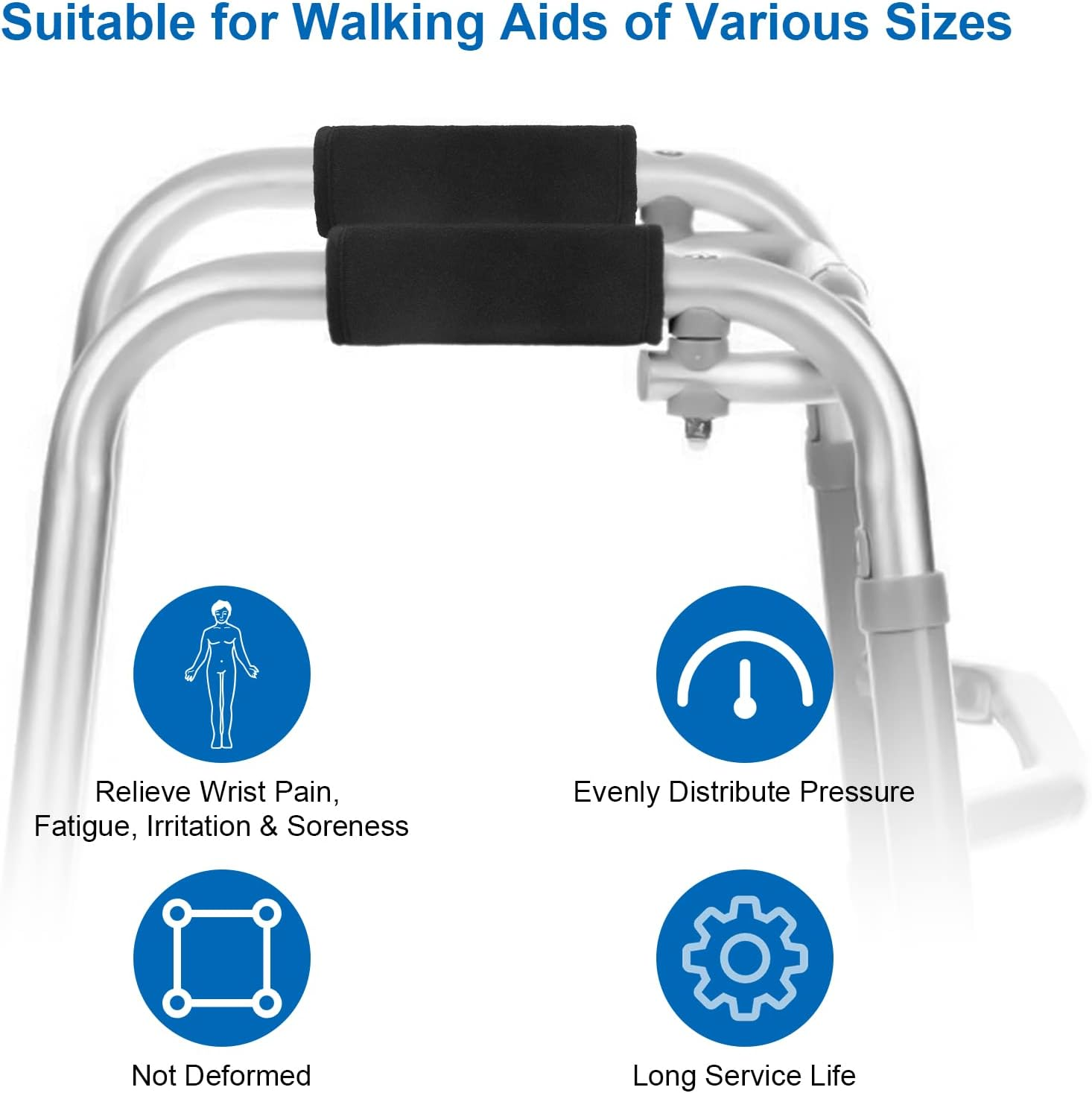 2 Pack Walker Hand Grips Cover, Coldairsoap Walker Cushion Hand Grips for Rolling Wheelchair, Elderly Grippers, Rollator Handle(Purple) image number 6