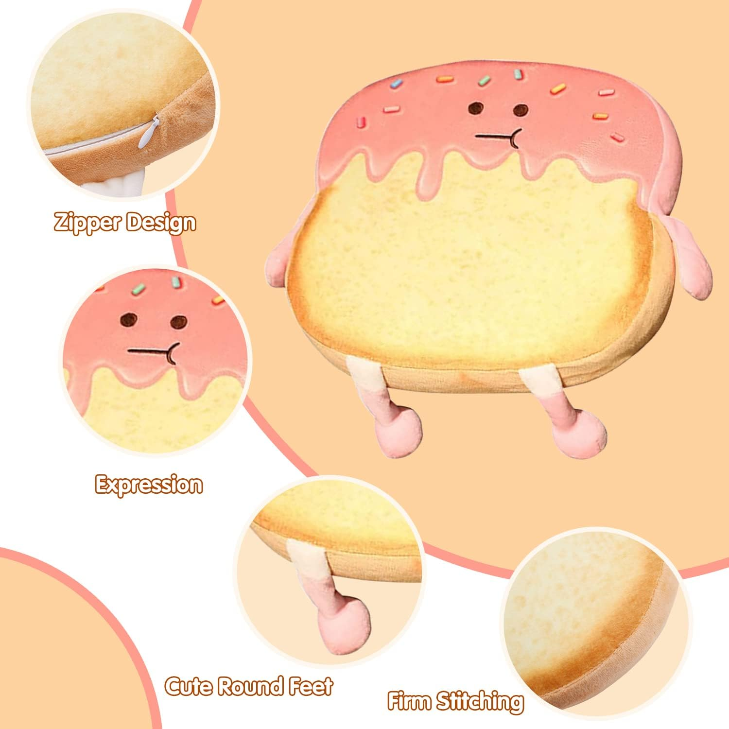 Toast Seat Cushion Cute Chair Pillow Pads Memory Foam with Removable Cover Gaming Chair Office Home Bedroom Shop Restaurant Decor (Strawberry) - Chocolate image number 2