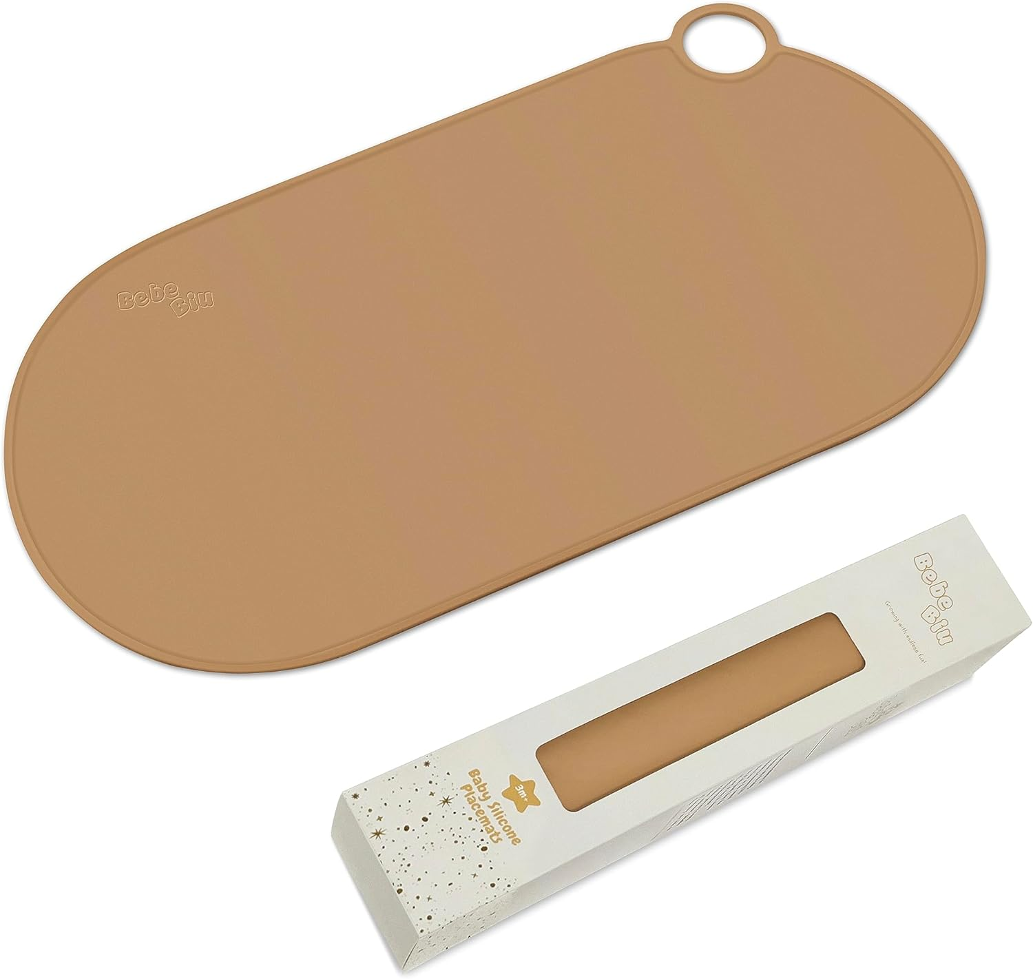 Silicone Placemat for Kids Toddlers Baby, Non-Slip Kids Placemats for Dining Table, Wipeable Stain Resistant Baby Food Eating Mat Hanging for Storage, Dishwasher Safe (Moody Blue)