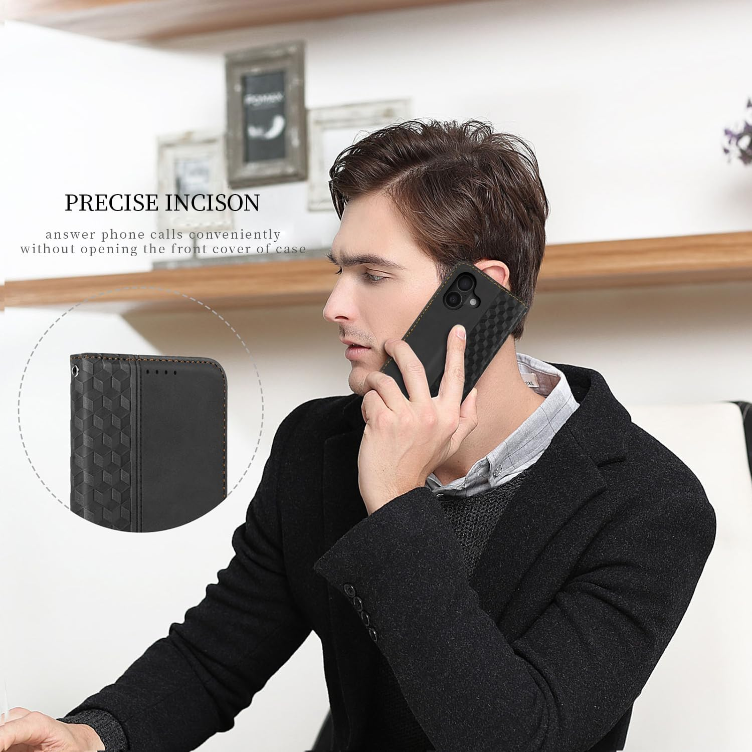 CXTCASE Case for Iphone 17, Shockproof PU Leather Flip Folio Cover with Card Slots, Magnetic Wallet Case for Iphone 17, Black