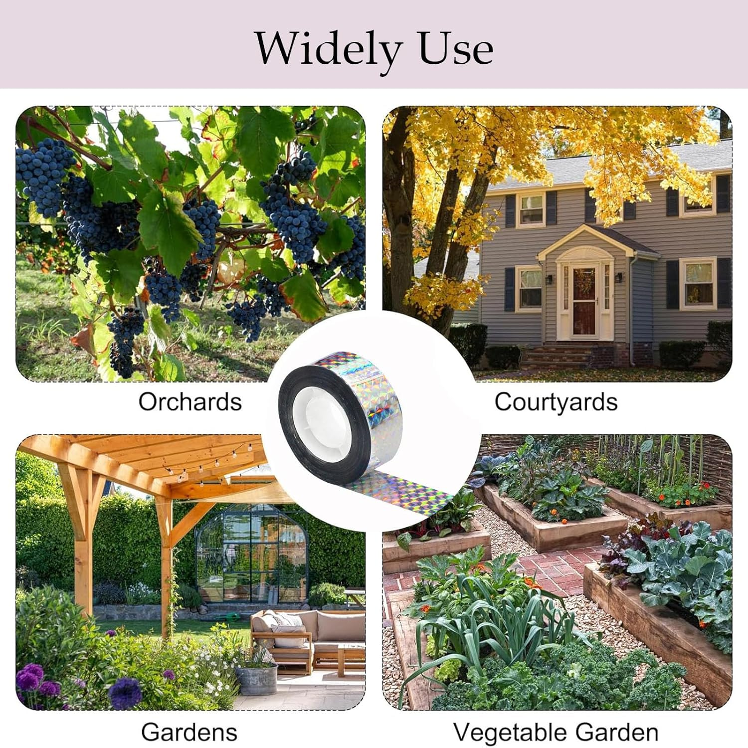 3 Rolls of Bird Scare Reflective Tape, Flashing Double-Sided Bird Scare Device, Used to Drive Away Birds, Hanging or Tied for Houses, Gardens, Yards, Orchards, Terraces