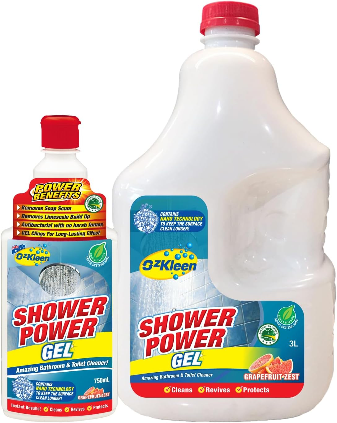 Ozkleen Shower Power Gel Grapefruit & Lime 3LTR + 750Ml FREE PROMOTION &ndash; Bathroom & Shower Cleaner - Surface Cleaning Gel image number 5