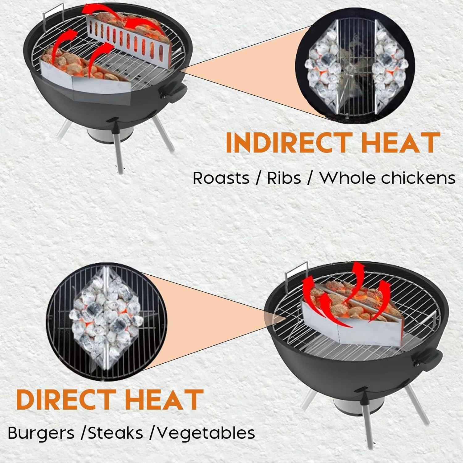 2 Pcs Thickened Charcoal Basket Stainless Steel Char Holder with Mini Tong, Compatible with 22-Inch Weber Charcoal Grills, Charcoal Container Grilling Briquette Baskets image number 1