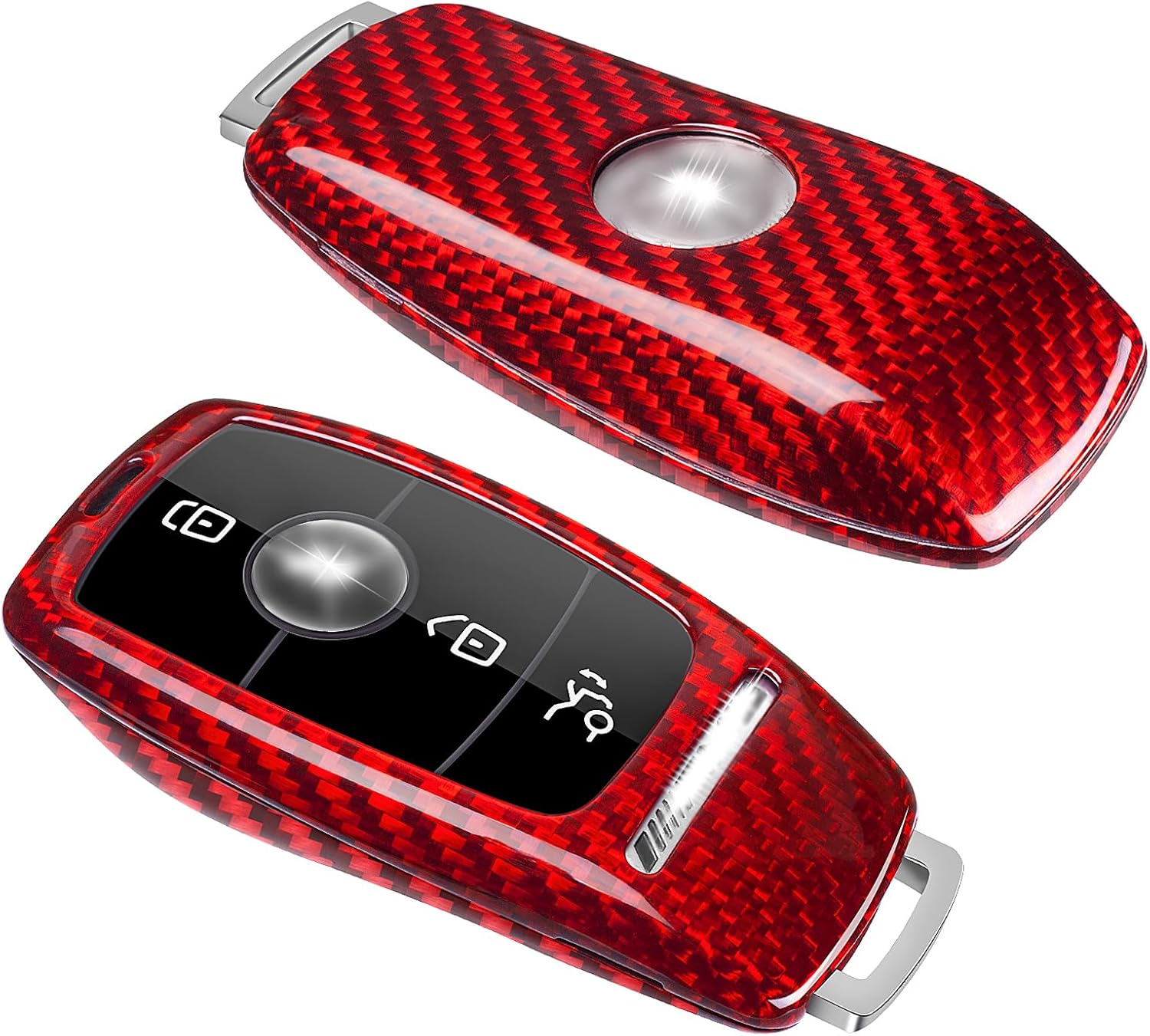 T-Carbon Real Glass Fiber Key Fob Cover for Mercedes Benz, T-Carbon Key Fob Protector Fits for Mercedes-Benz AMG A220 CLS Class E-Class E63S GLE 350 4Matic S-Class Remote Key Case (Red) (003-Bca-Red) image number 3