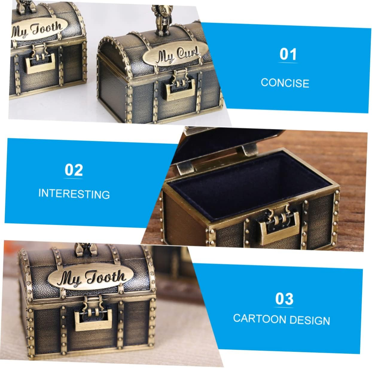 2Pcs Keepsake Box Fetal Hair Tooth Storage Boxes Safe for Boys and Girls for Birthdays image number 4
