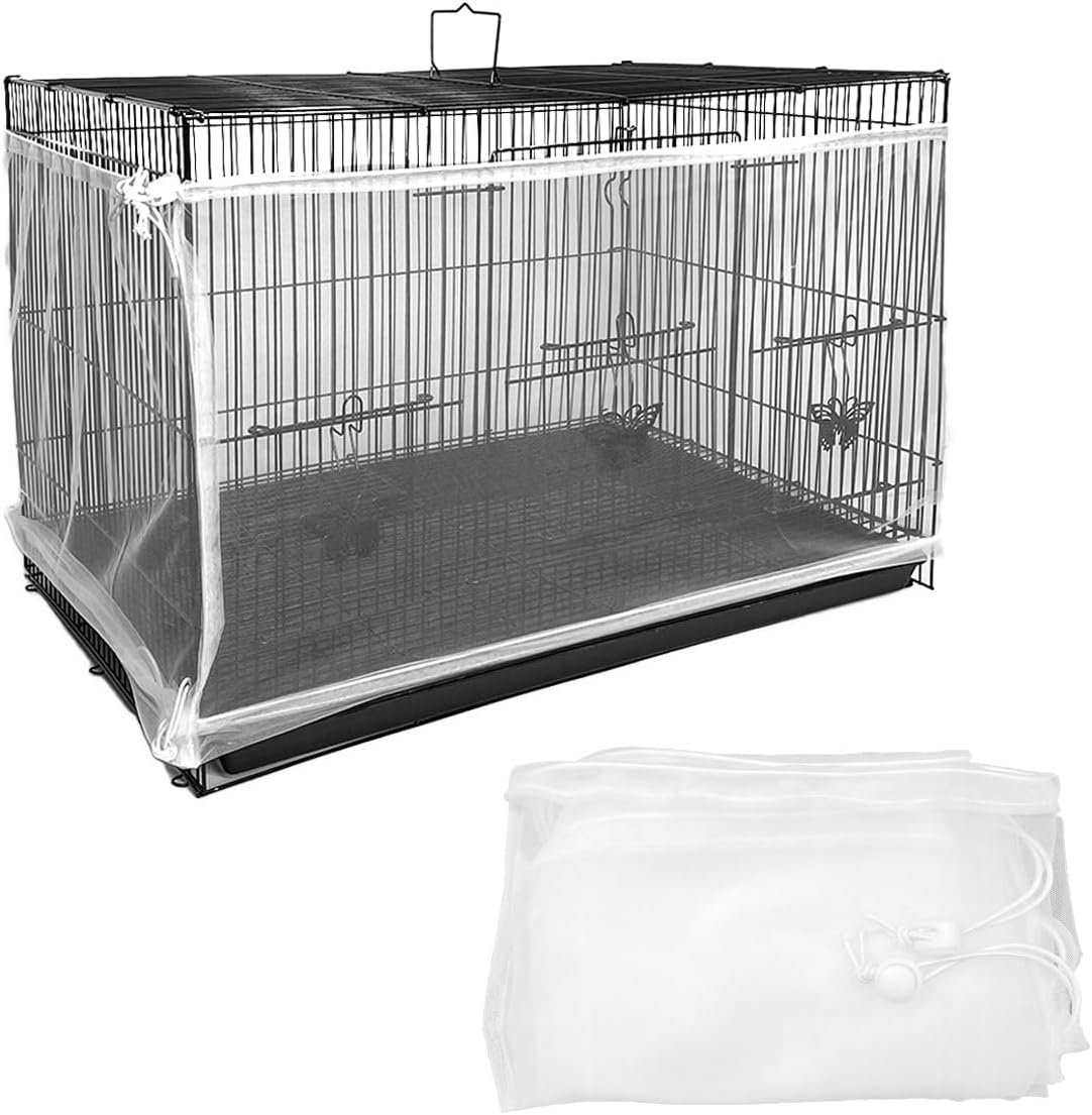 LICQIC Bird Cage Seed Catcher, Adjustable Birdcage Cover, Stretchy Bird Cage Cover (Black, 118.1 X 15 Inch/ 300 X 37 Cm)