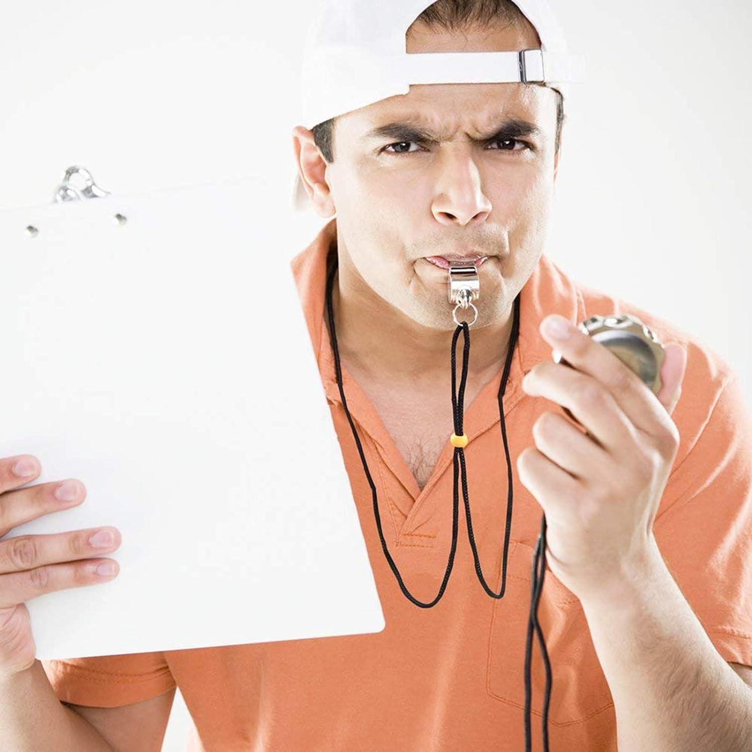 Three Stainless Steel Sports Whistles with Lanyard, Loud Crisp Sound Whistles Great for Coaches, Referees, and Officials image number 1