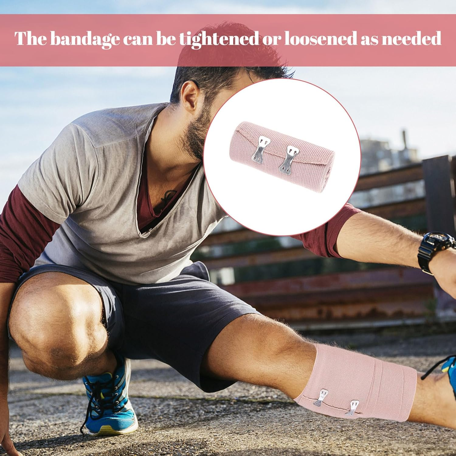 Bandages, 4Pcs Compression Bandage, Sports Bandage, Elastic Bandage Wrap, Compression Elastic Bandages, Durable Sport Support Bandag Es for Foot, Ankle, Wrist, Legs, Arm (4Inch X 15Ft) image number 1