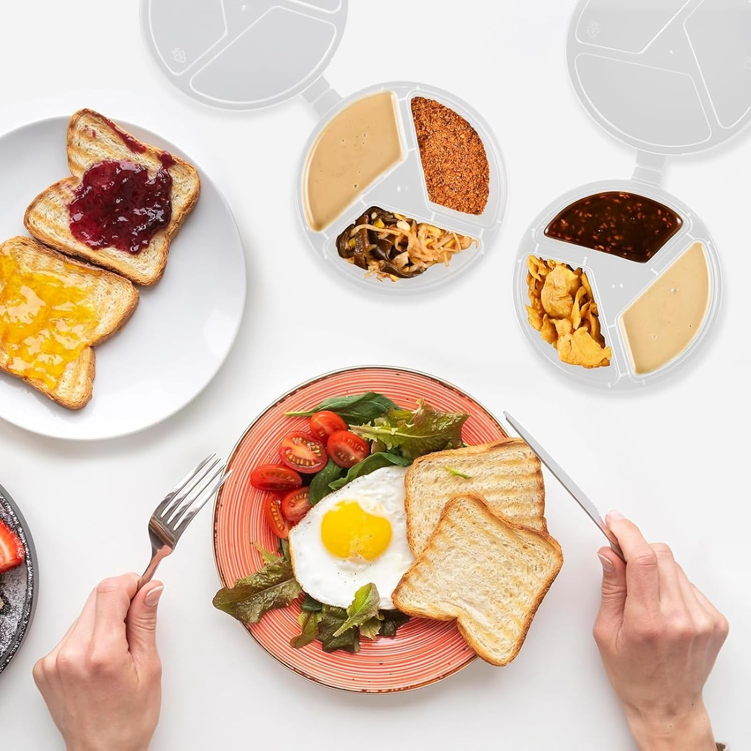 Auzly 40-Pack 3-Compartment Snack Containers | Leak-Proof Reusable Food Storage with Lids | Triple Section Bento Box for Sauces, Nuts, Fruits | Portable Condiment Cups for Picnic, Party, Takeout image number 4