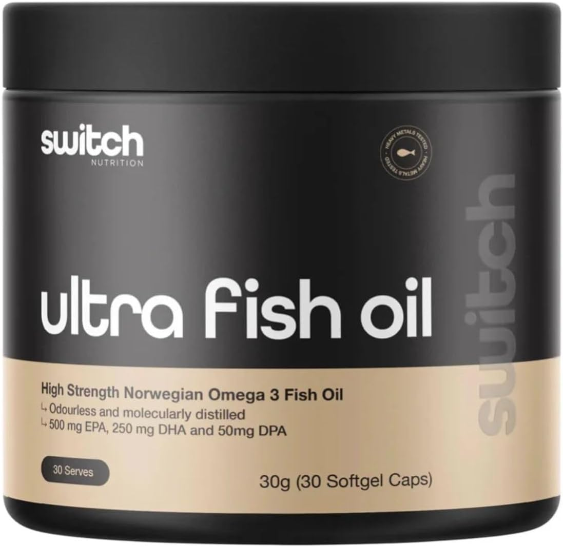 Switch Nutrition Ultra Fish Oil, 30 Softgel Capsules, 30 Serves, Omega-3 Fish Oil with EPA DHA DPA, 1000Mg, with Vitamin E