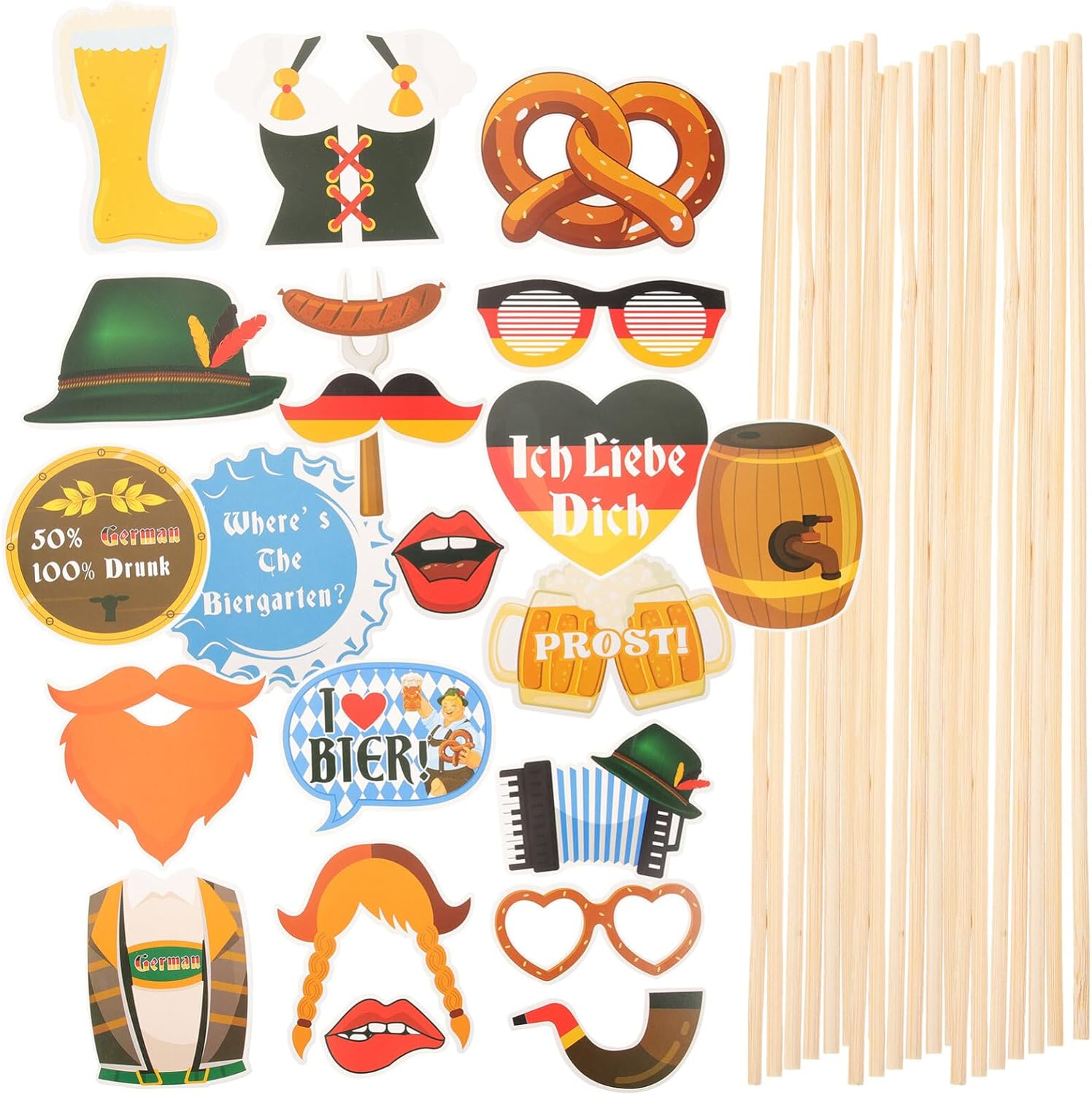 SEWACC Oktoberfest Photo Booth Props Funny German Beer Festival Paper Signs Sausage Beer Flag Oktoberfest Decorations Weizenbier Party Supplies image number 1