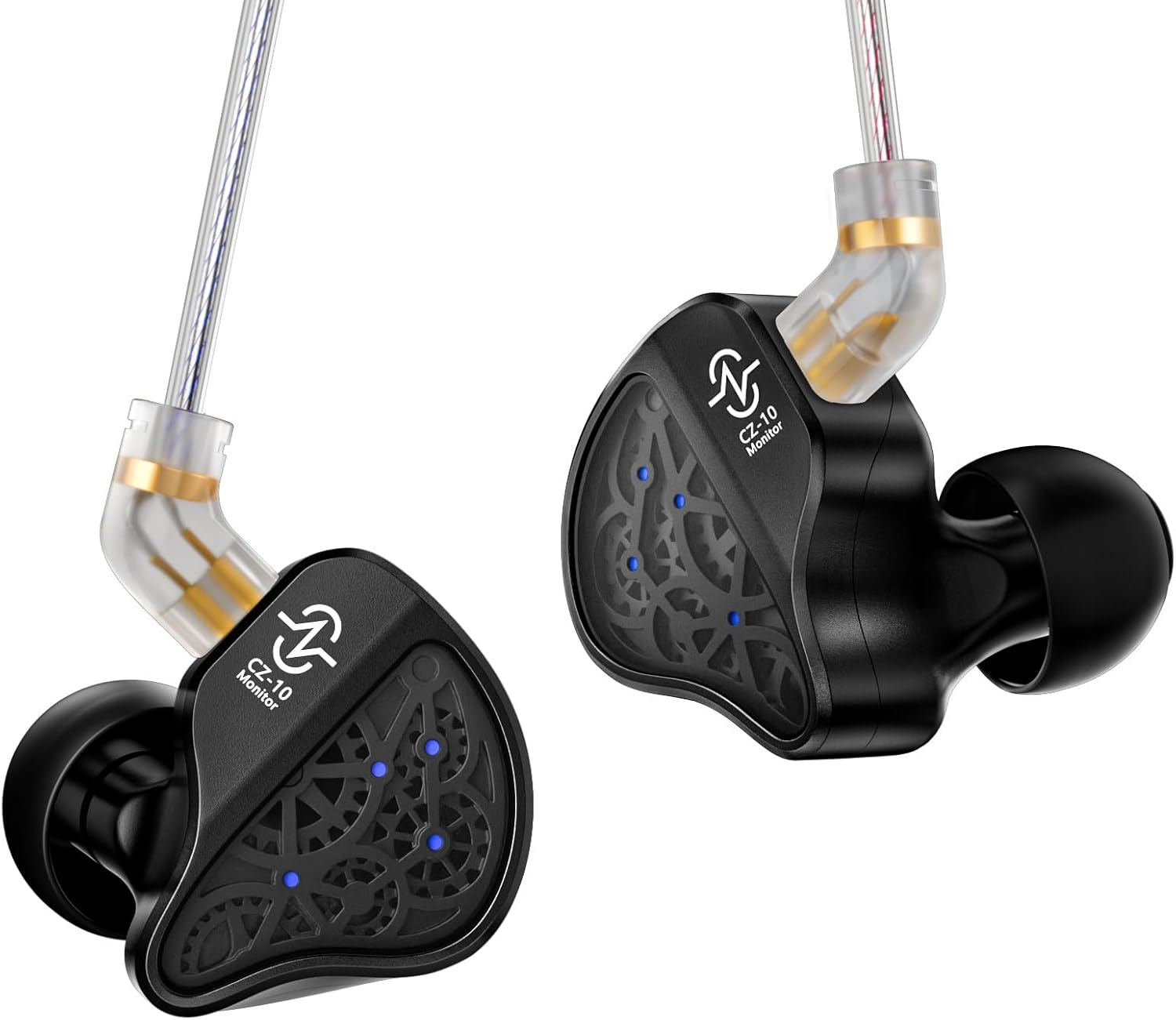 KZ ZS10 Pro 5 Driver 4BA 1DD Earbuds Headphone, KZ in Ear Monitor IEM Hifi Wired Earphones with Detachable 0.75Mm 2 Pin Cable, IEM Earphones for Singer Musician Drummer (Glare Blue, No Mic)