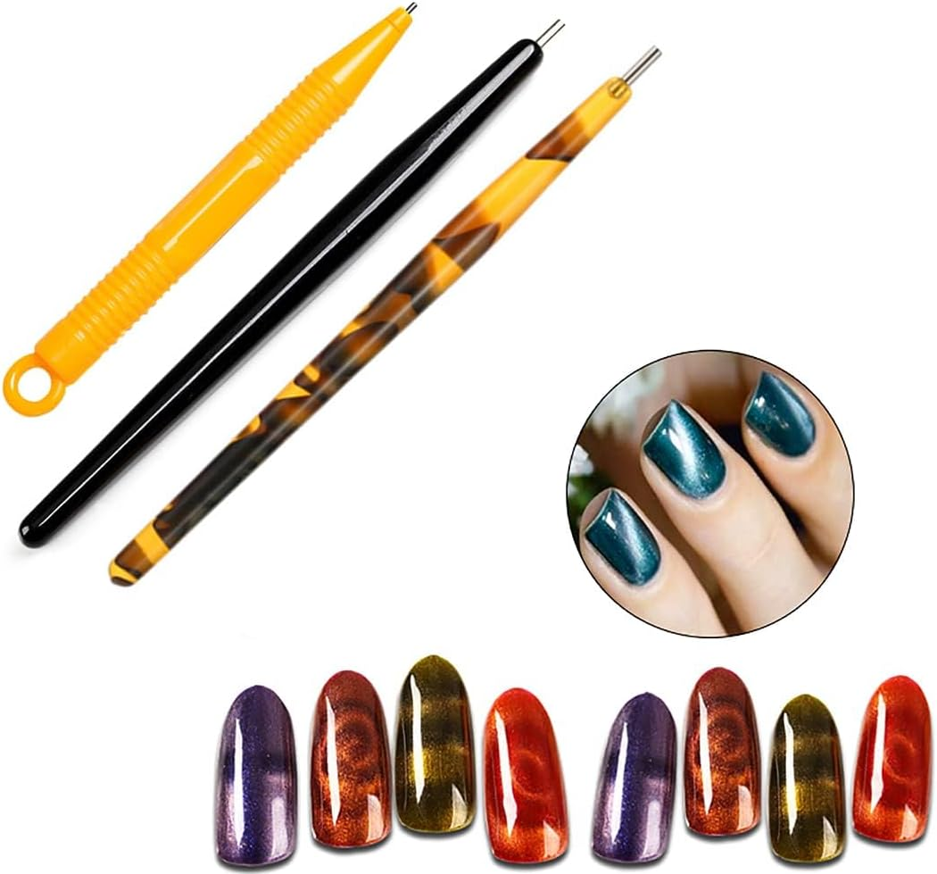 16 Pcs Nail Magnet Tool Set Magnet Plate Wand Board Magnetic Pen Stripe Nail Magnet Double Ended Magnet Wand Magnet Stick for Cat Eye Gel Polish Nail Art image number 4