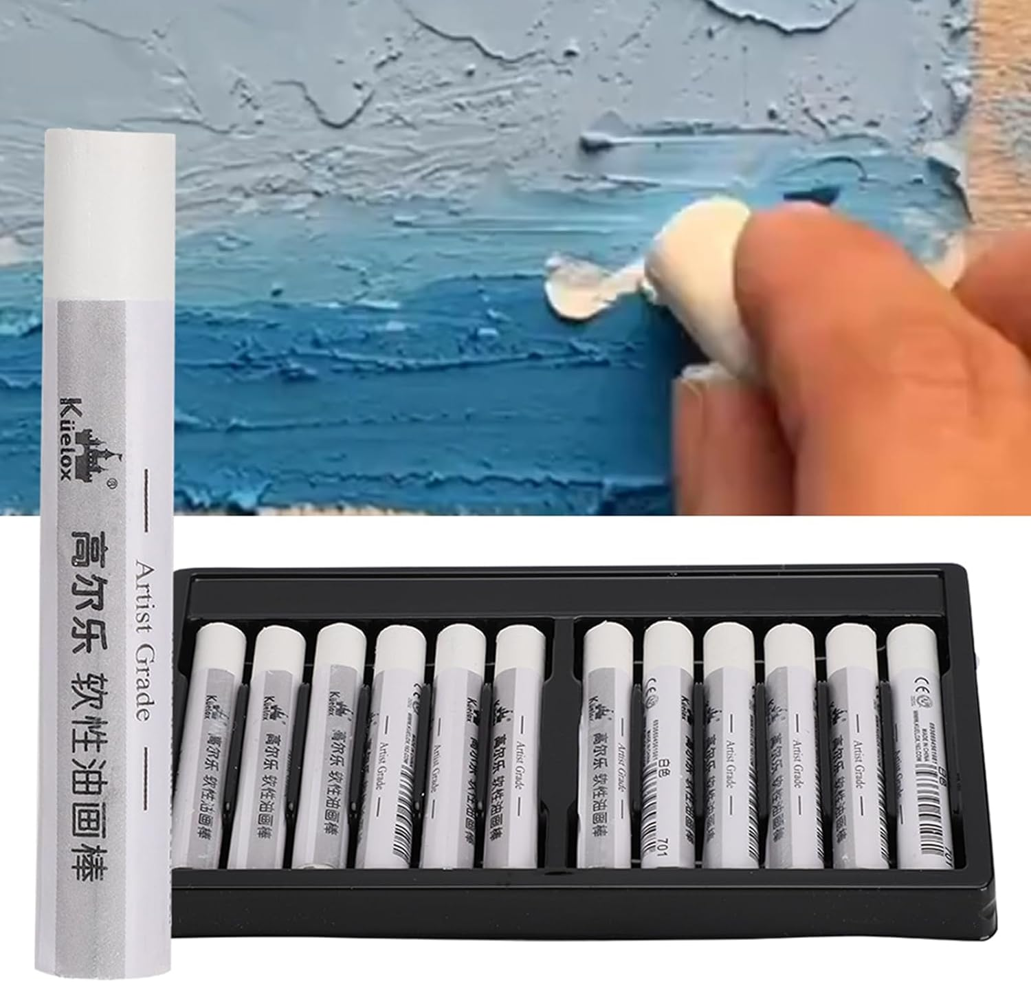 Oil Pastels, 12PCS White Oil Paintstik Easy to Color Oil Painting Stick Wear Resistant Painting Tool Children Art Supply for Artists, Beginners, Students, Kids Art Painting Drawing image number 6