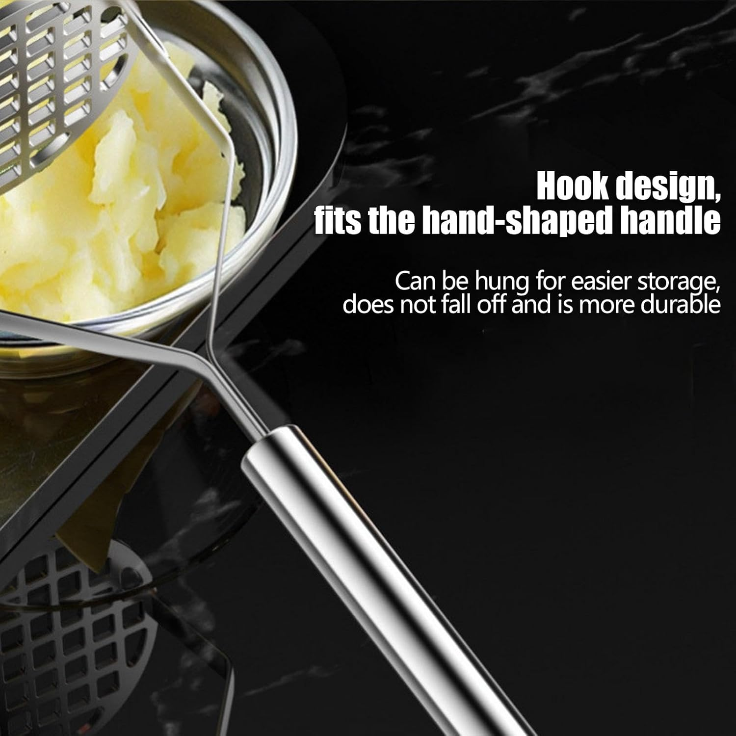 Potato Presser Masher - Food Grade Stainless Steel Baby Food Masher | Heavy-Duty Mashing Utensil Kitchen Gadget Manual Potatoes Ricer for Bean Vegetable Fruits Meat image number 1