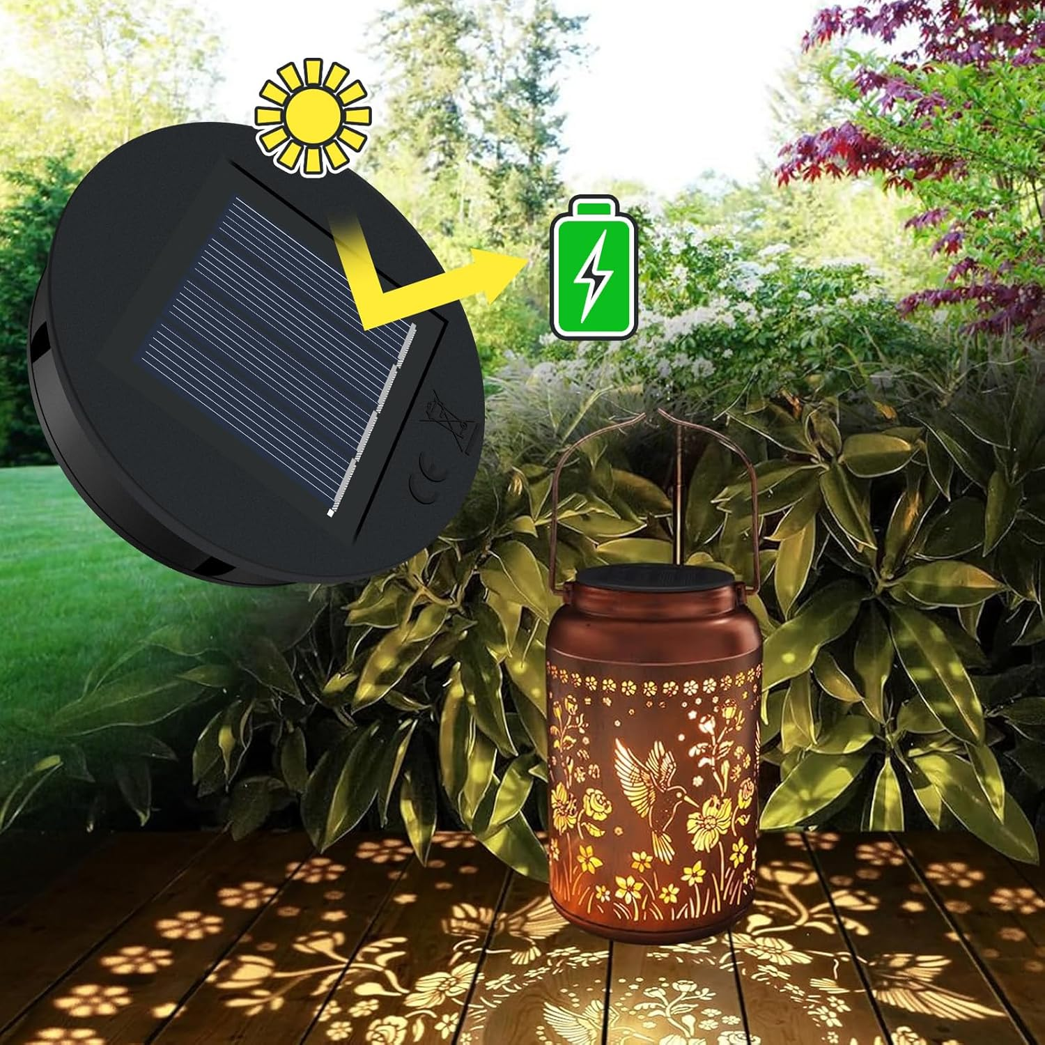 Solar Light Replacement Top 2 Pack (Top Size 8Cm, Bottom Size 7Cm) LED Solar Lantern Light Lids Outdoor Waterproof Replacement Solar Light Tops Warm White LED image number 1