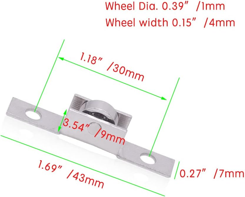 16 Pcs Push-Pull Sliding Window Single Roller Metal Wheels, Sliding Door Axles Window Pulley, Sliding Window Tandem Roller Assembly with 3/8 Inch Flat Steel Wheel image number 1