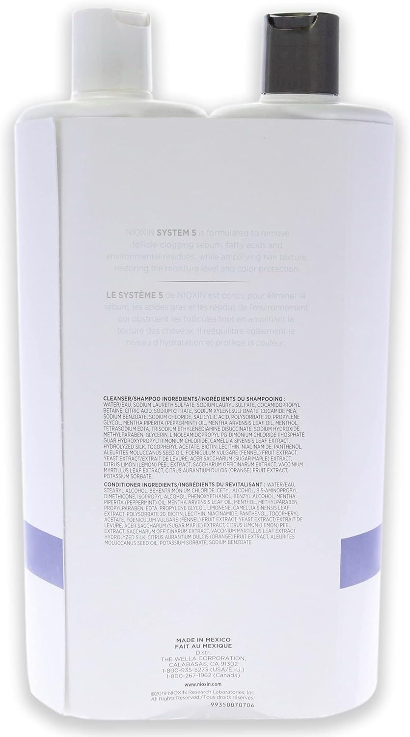 Nioxin System 5 Cleanser and Scalp Therapy Conditioner Duo Shampoo and Conditioner Set Net Wt. 67.6 Oz