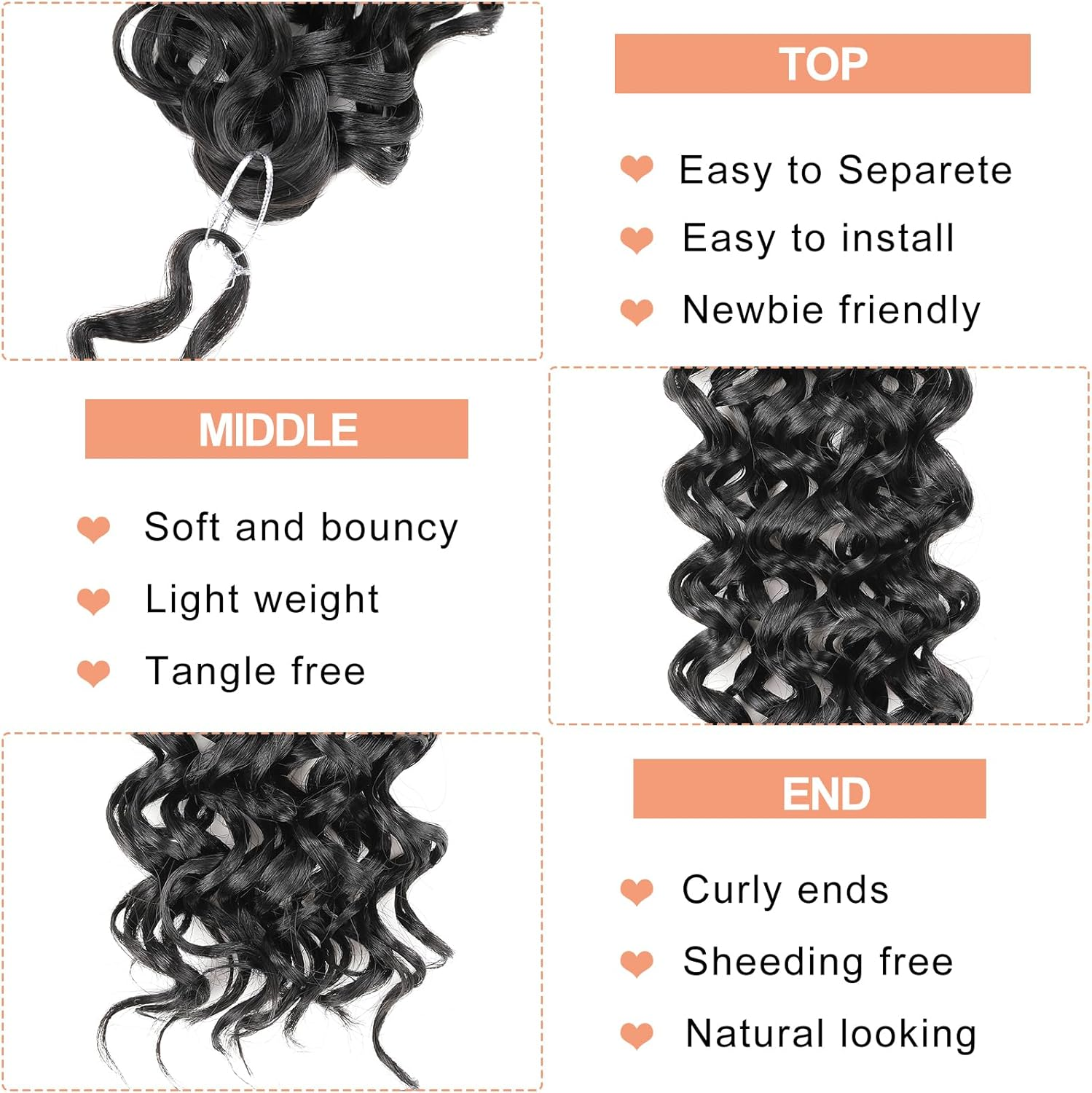 Mscat 8 Packs Gogo Curl Au Crochet Crochet Cheveux 14 Boucl&eacute;s Au Crochet Cheveux for Women Water Wave Beach Curl Deep Twist Au Crochet Tresses Synthetic Tresses Extensions De Cheveux image number 5