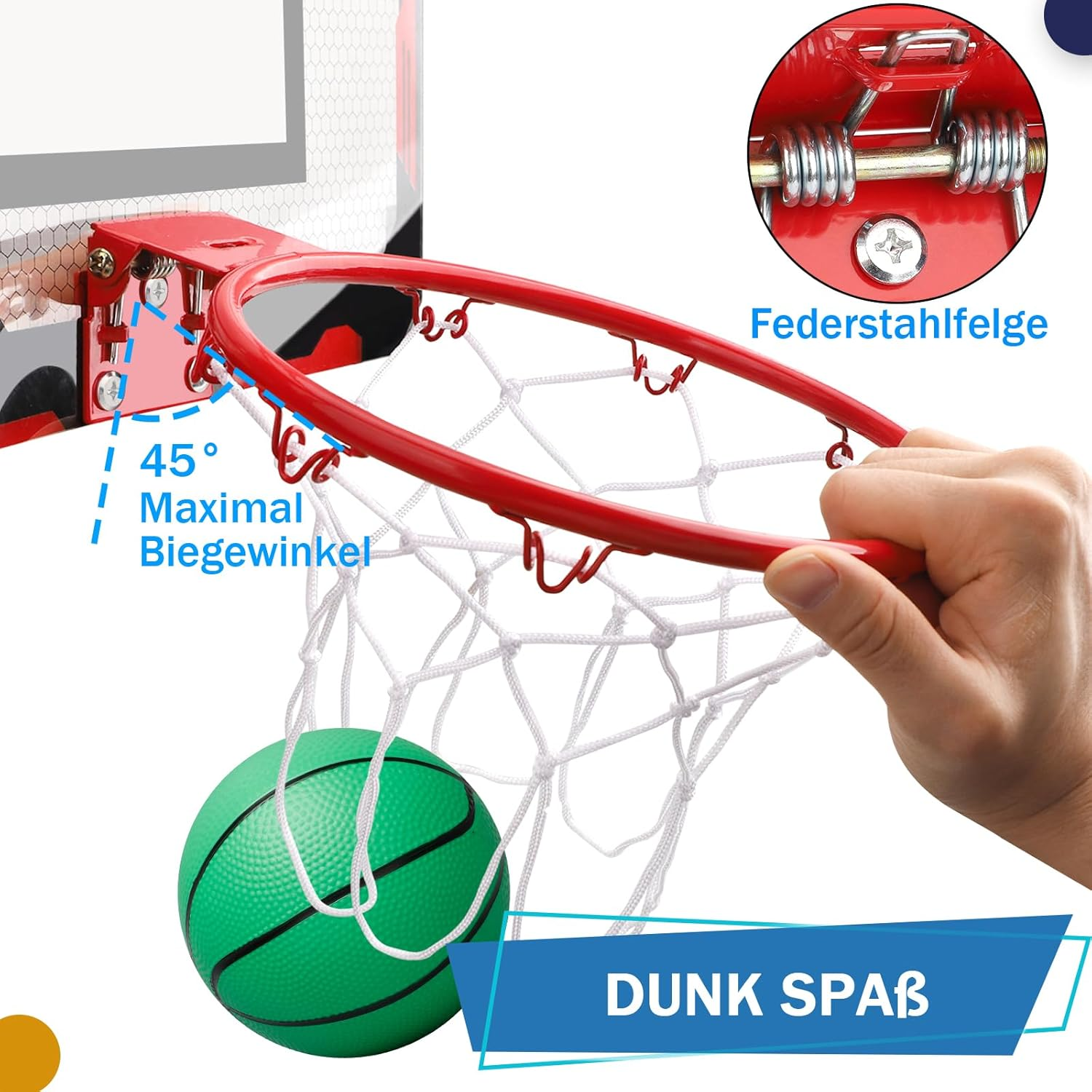 Mini Basketballkorb Basketball Reifen F&uuml;r Kinder Erwachsene, &Uuml;ber T&uuml;r Basketball Reifen Mit 3 Gummib&auml;llen, Sport Party Gunsten F&uuml;r Home Office T&uuml;rwand, Geschenk F&uuml;r Jungen M&auml;dchen image number 1