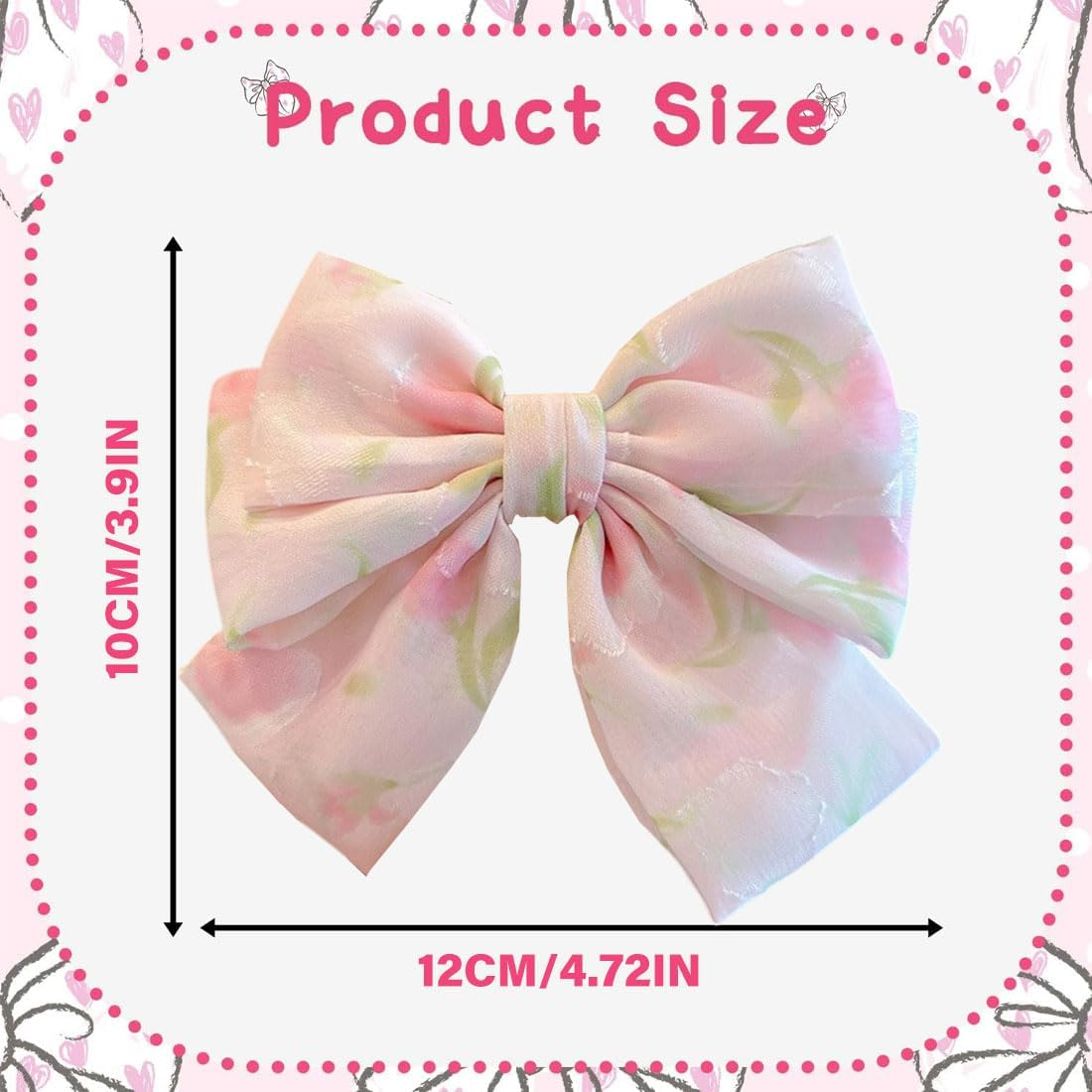YUZNA 1 X Hair Bow Hair Clip with Bow, Bow Hair for Girls and Women (Pink) image number 5