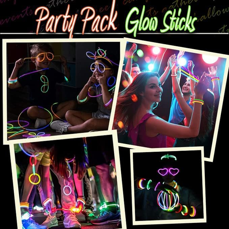 628 PCS Glow Sticks Bulk, 8" Glowsticks with Connectors Bracelets Necklaces Balls Eyeglasses and More for Kid Party Birthday Dark Party Supplies Adults Party Deco Camping Wedding image number 3