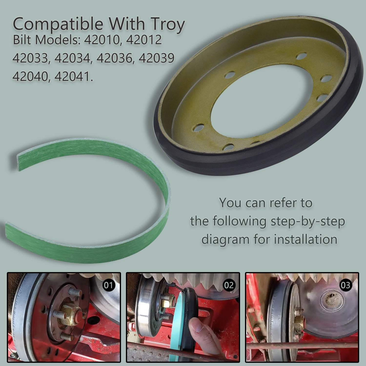 04743700 Lawn Tractor Drive Disc Kit with Liner/Friction Wheel, Compatible with Sn-Apper Riding Clutch Disc, Replace Models 240-975, 7053103, 7600135, 5-3103, 5-7423 (OD 6" ID 5-1/8") (2 Pack) image number 1