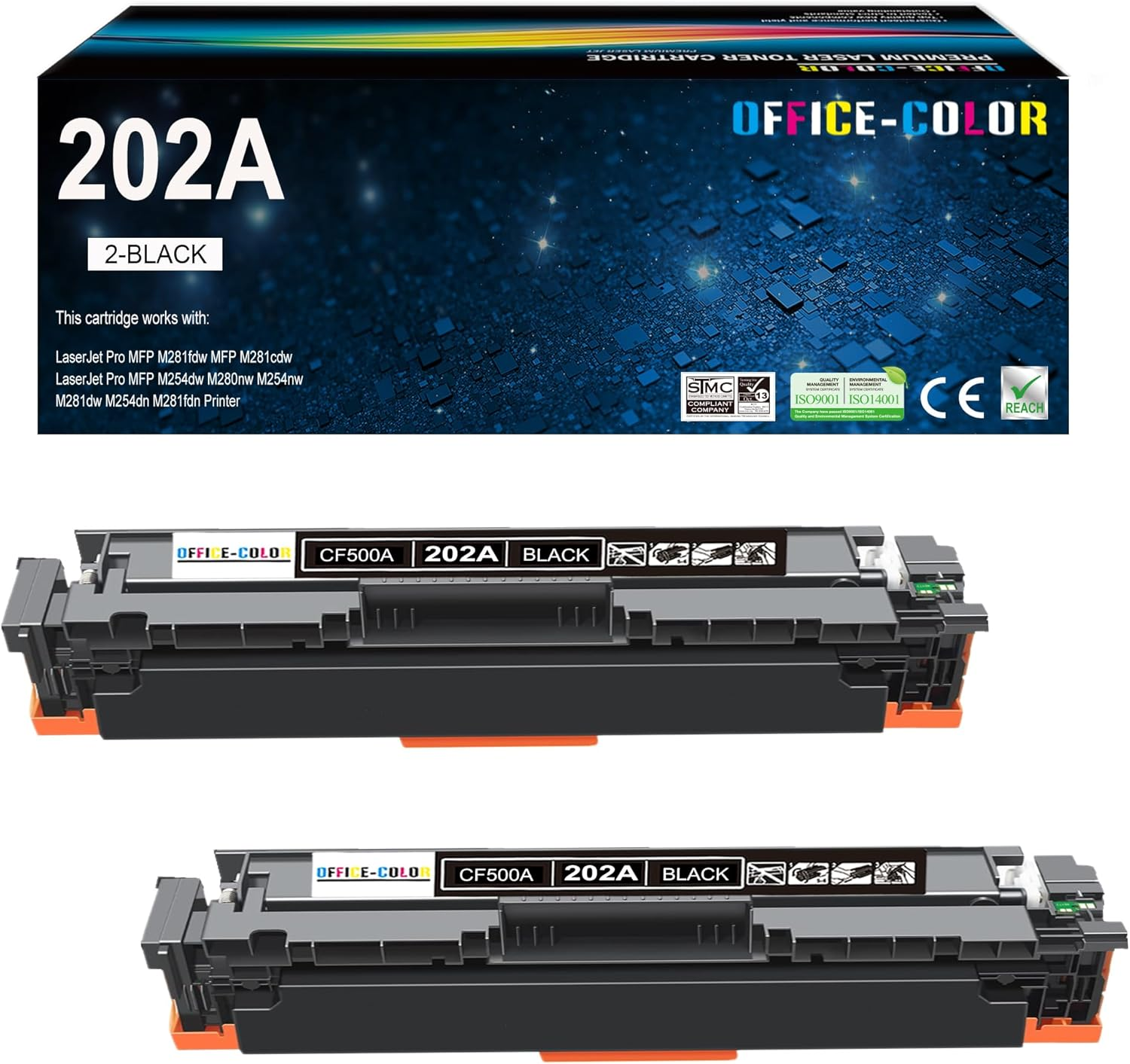 202A Black Toner Cartridge Replacement for HP 202A CF500A Works with Color Laserjet Pro M254Dw; Color Laserjet Pro MFP M281Cdw, M281Fdw Printer Ink (2-Pack ) image number 5
