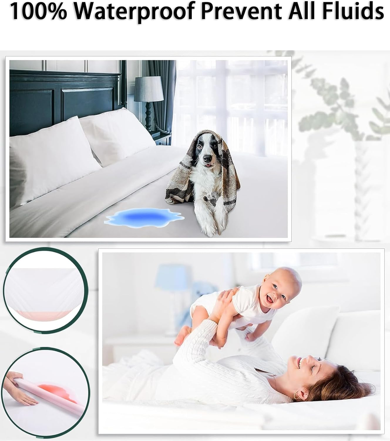 Duvet Protector Waterproof Breathable Comforter Cover Reusable Multi-Use Protective Incontinence Protector Duvet Cover with Double Zipper for Babies, Adults and Pets. image number 6