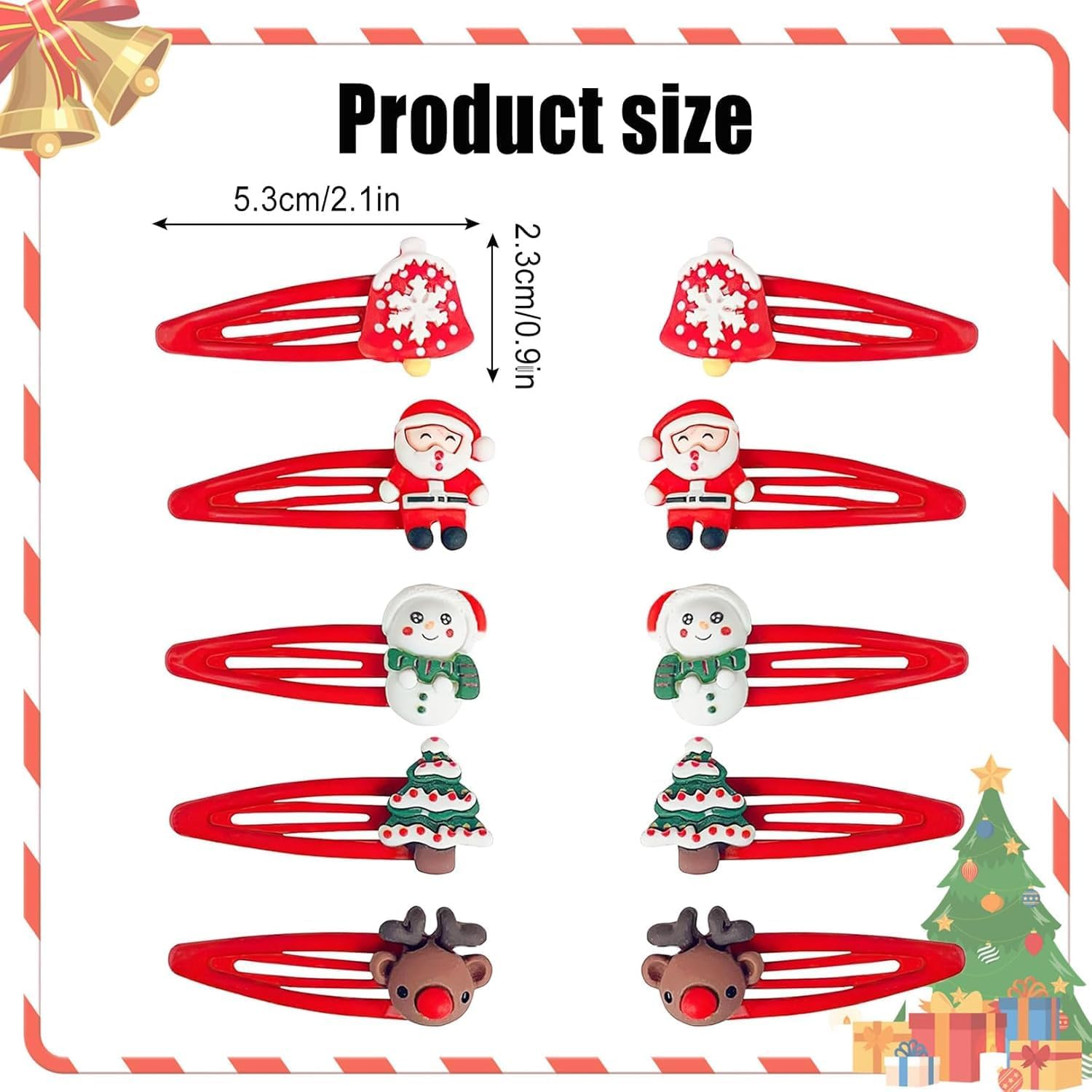 Pack of 10 Hair Clips Children'S Christmas, Reindeer Clips, Christmas Decoration Hair Pins, Christmas Gifts Hair Clips for Children Girls Women Christmas Girls Hair Pins Set