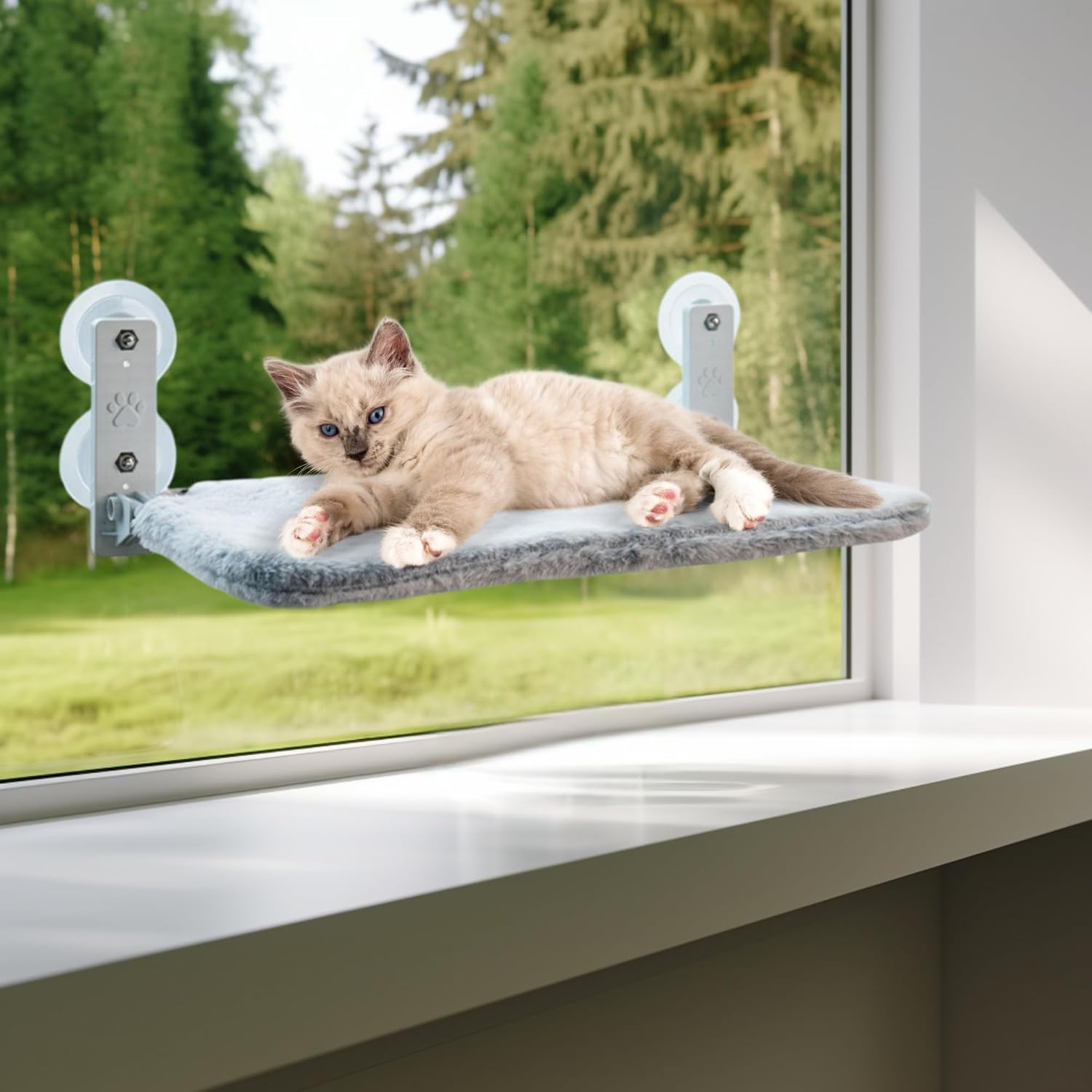 Pet Cat Hammock &ndash; Window-Mounted Cat Bed with Strong Suction Cups, Holds up to 15Kg &ndash; Space-Saving Hanging Perch for Indoor Cats image number 4