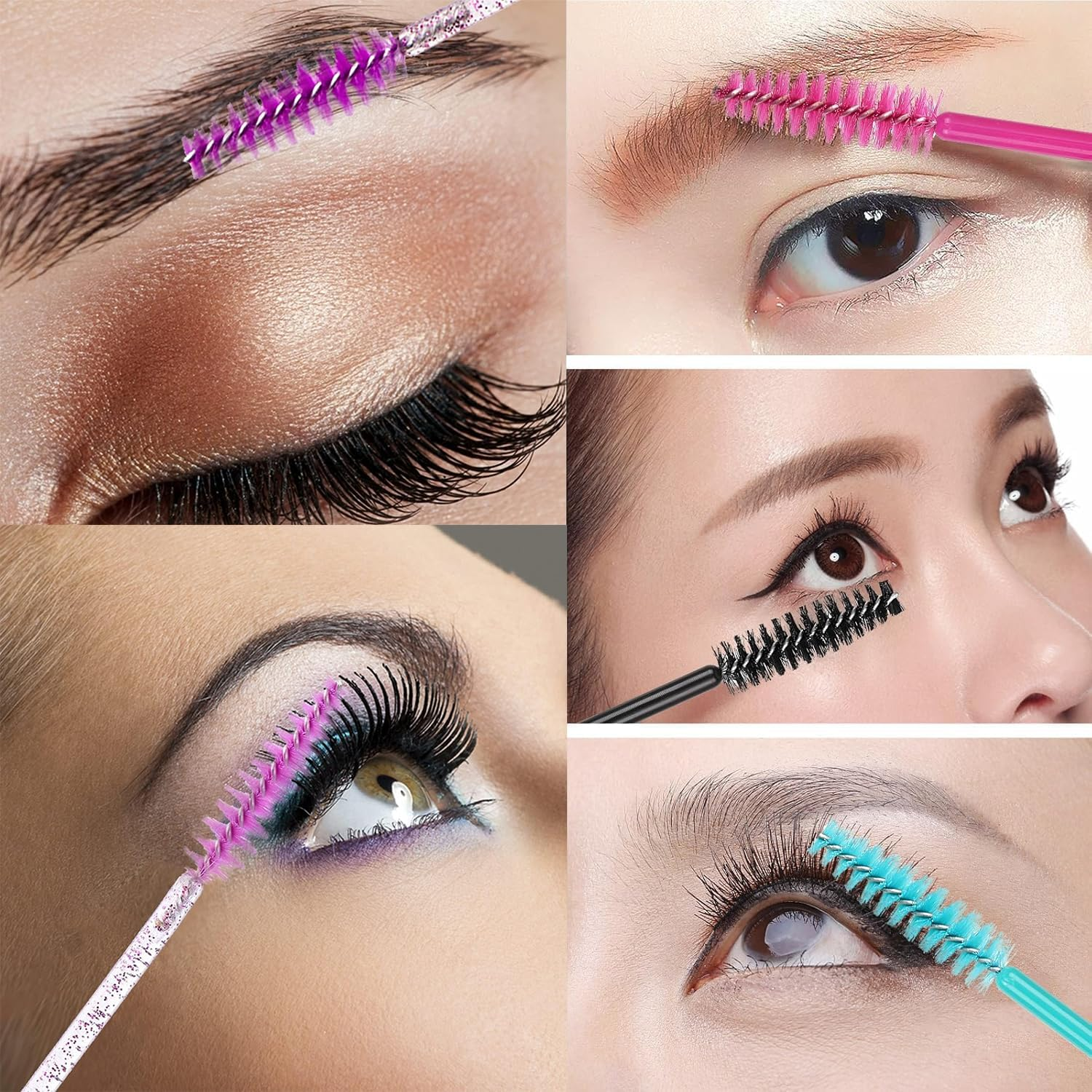 Mascara Wands Eyelash Brushes, 500 Pcs Multicolor Disposable Mascara Wands Eyelash Brush, Disposable Eyelash Mascara Brushes Wands, Eyebrow Brush Applicator Makeup Brush Tool