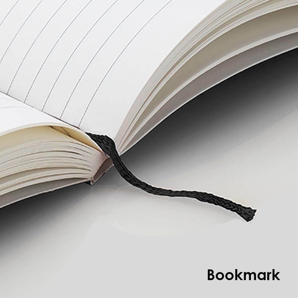 Mypaperclip Signature Series A5 Leather Lined Notebook | 192 Pages, 100 GSM, Italian Vegan Leather Soft Cover | Flat Lay | Bookmark & Elastic Closure | Green image number 6